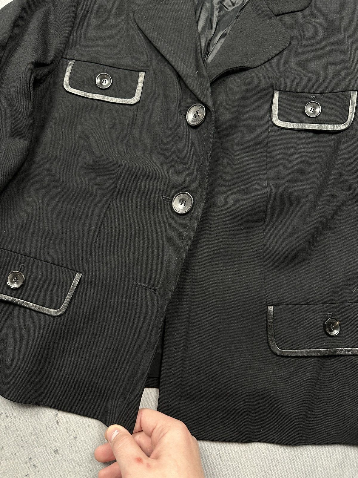 Bogner Rare Vintage Bogner Wool-Blend Tailored Jacket Leather Trim Size L / US 10 / IT 46 - 6 Thumbnail
