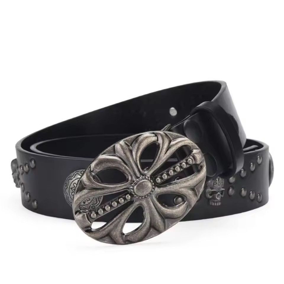 Leather 110 cm Inlaid Skeleton Head PU Leather bel Size ONE SIZE - 4 Thumbnail