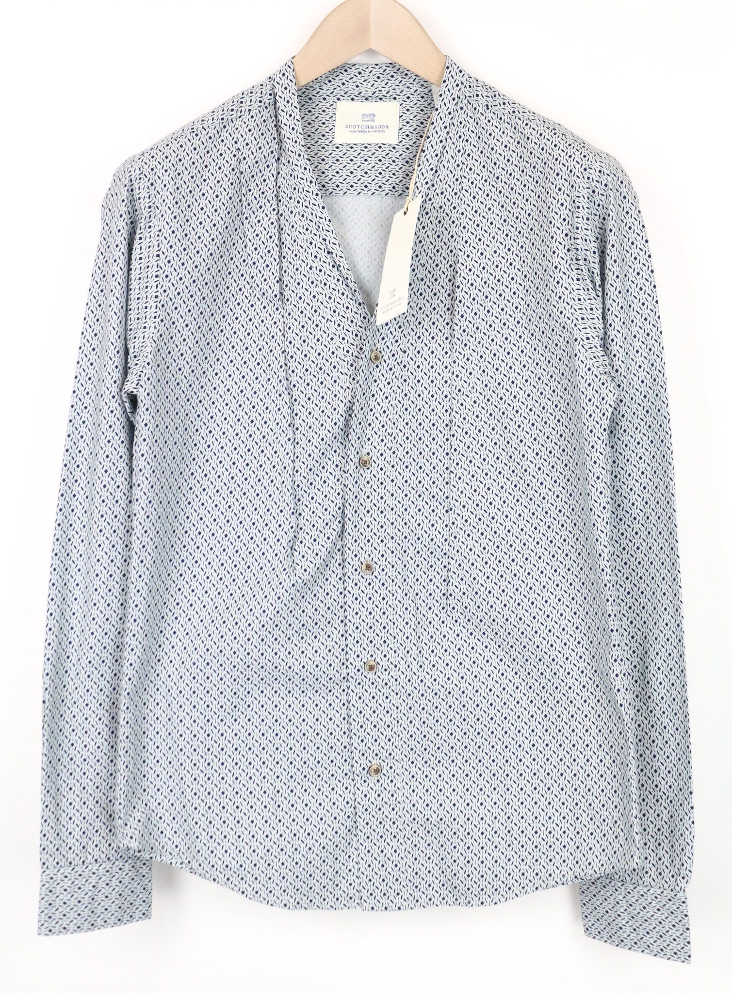 Scotch & Soda S Blue Pattern Cotton Poplin Shirt 75018 Size US S / EU 44-46 / 1 - 1 Thumbnail