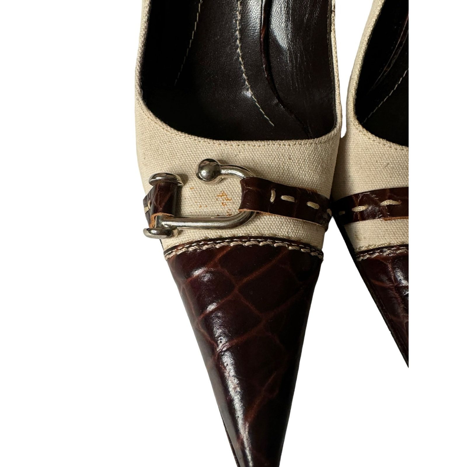 Bcbgmaxazria BCBGmaxazria Vintage Stiletto Pumps Cream Brown TINY FLAW Size US 7.5 / IT 37.5 - 3 Thumbnail