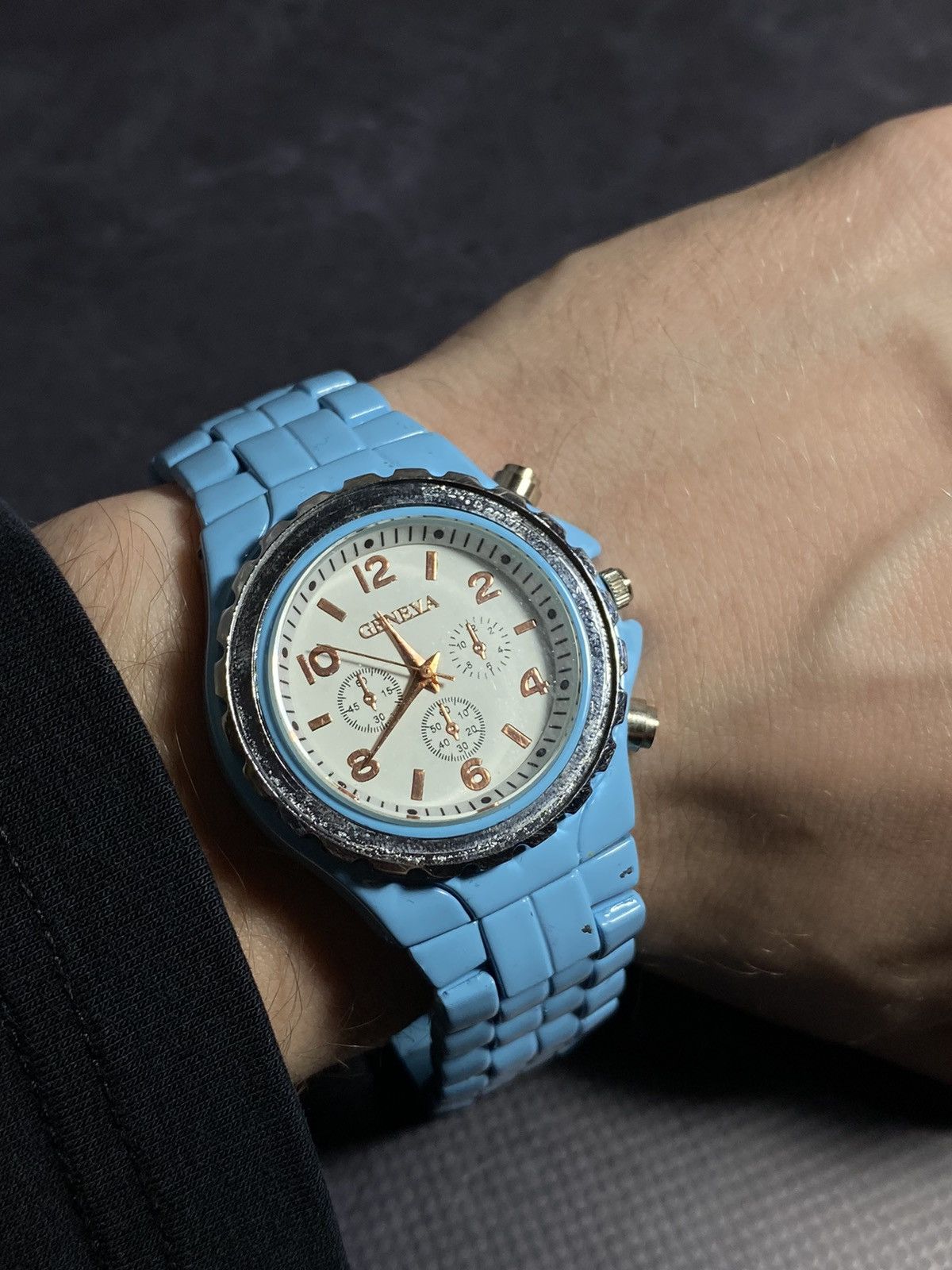 Vintage Sky Blue Chronograph-Style Watch – Bold & Sporty✨ Size ONE SIZE - 9 Thumbnail