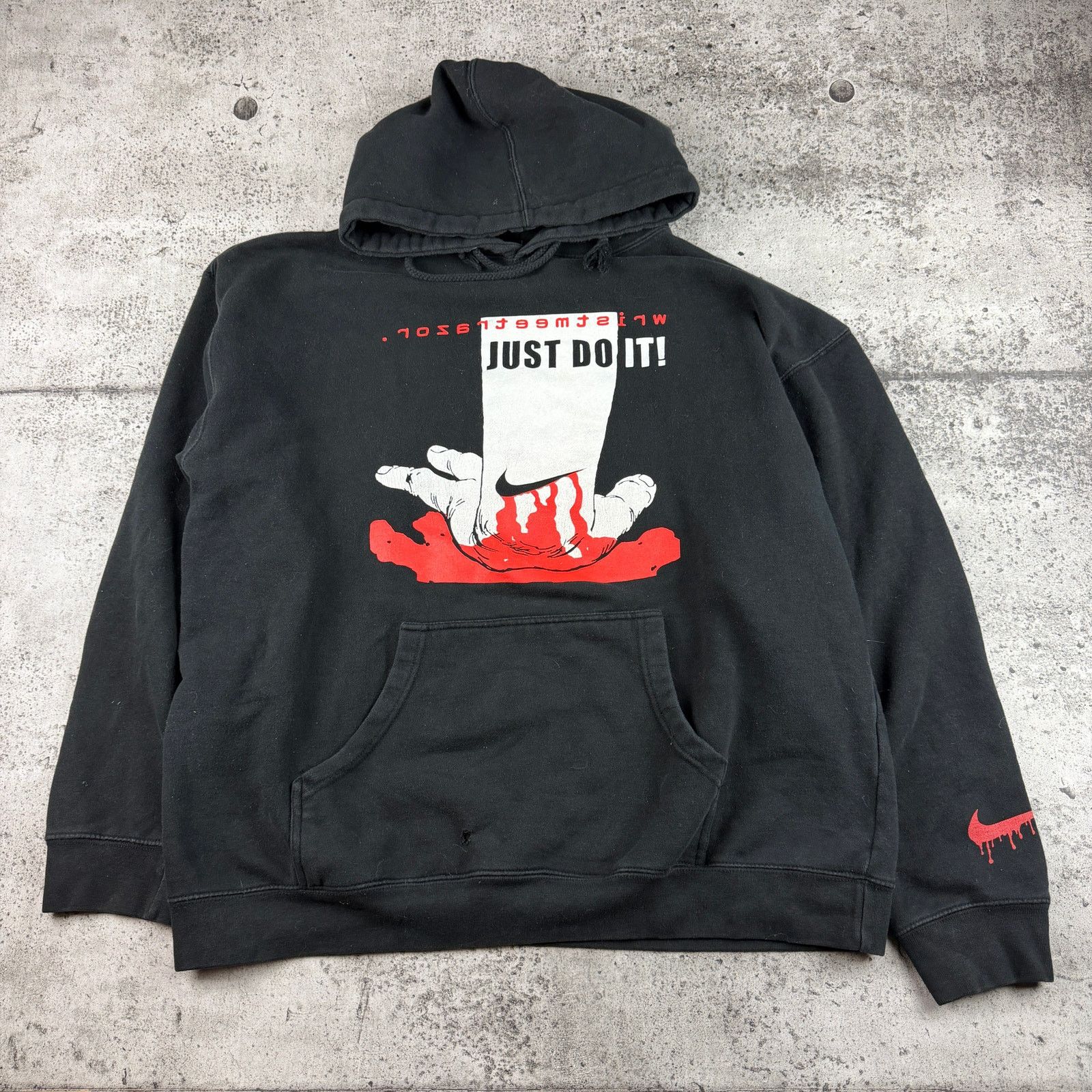 Vintage WristMeetRazor Just Do It Hoodie Size XL Rare Print (26x26) Size US XL / EU 56 / 4 - 2 Thumbnail