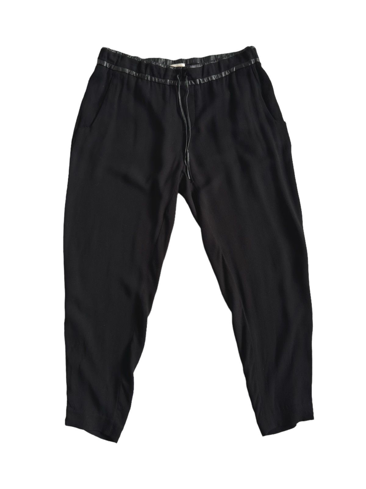 image of Helmut Lang Lamb Leather Trim Sweatpants in Black, Women's (Size 28)