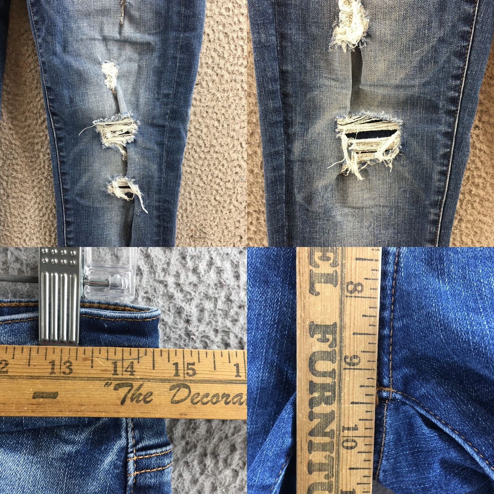 American Eagle Outfitters American Eagle Outfitters Denim Skinny Jeans Mens 28x32 Blue Distressed Pockets Low Rise Slim 5-Pocket Design Mens Jeans Size US 28 / EU 44 - 8 Thumbnail