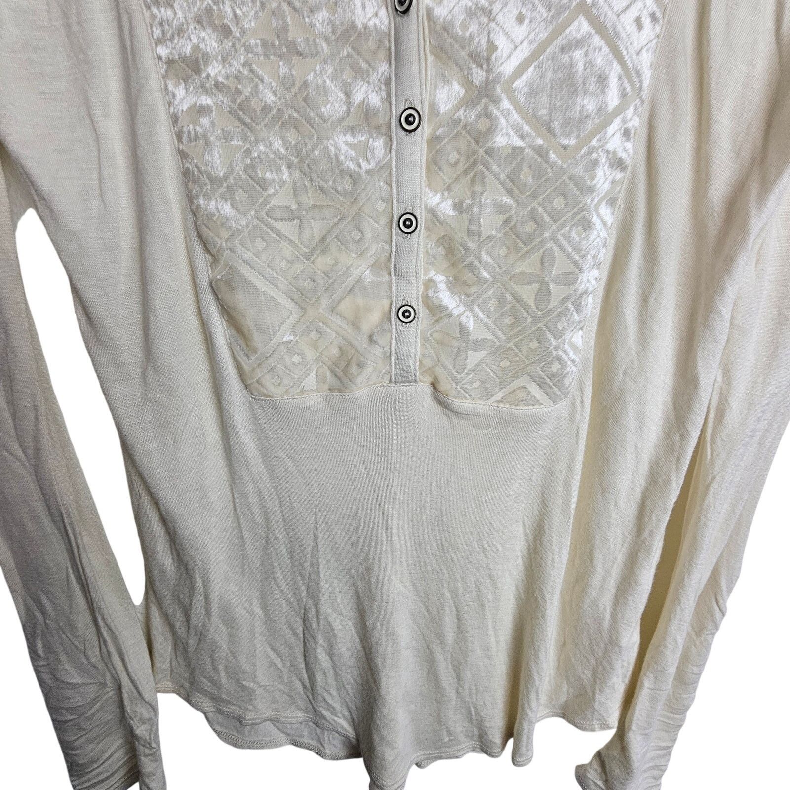 Lucky Brand Lucky Brand Women Henley Size XS Velvet Front Cream Size XS / US 0-2 / IT 36-38 - 3 Thumbnail