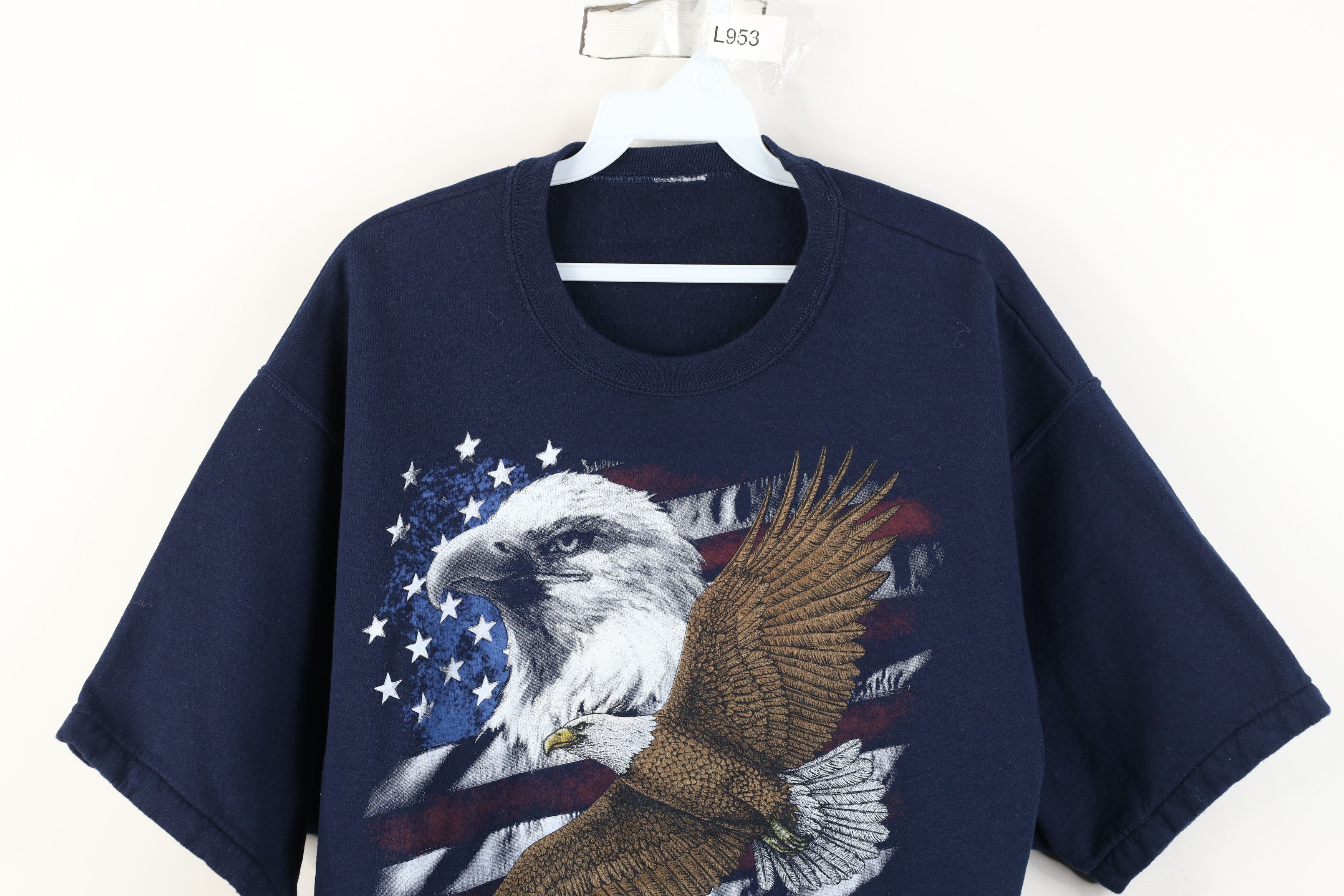 Vintage Vintage 90s Streetwear Eagle USA Short Sleeve Sweatshirt Size US L / EU 52-54 / 3 - 2 Thumbnail