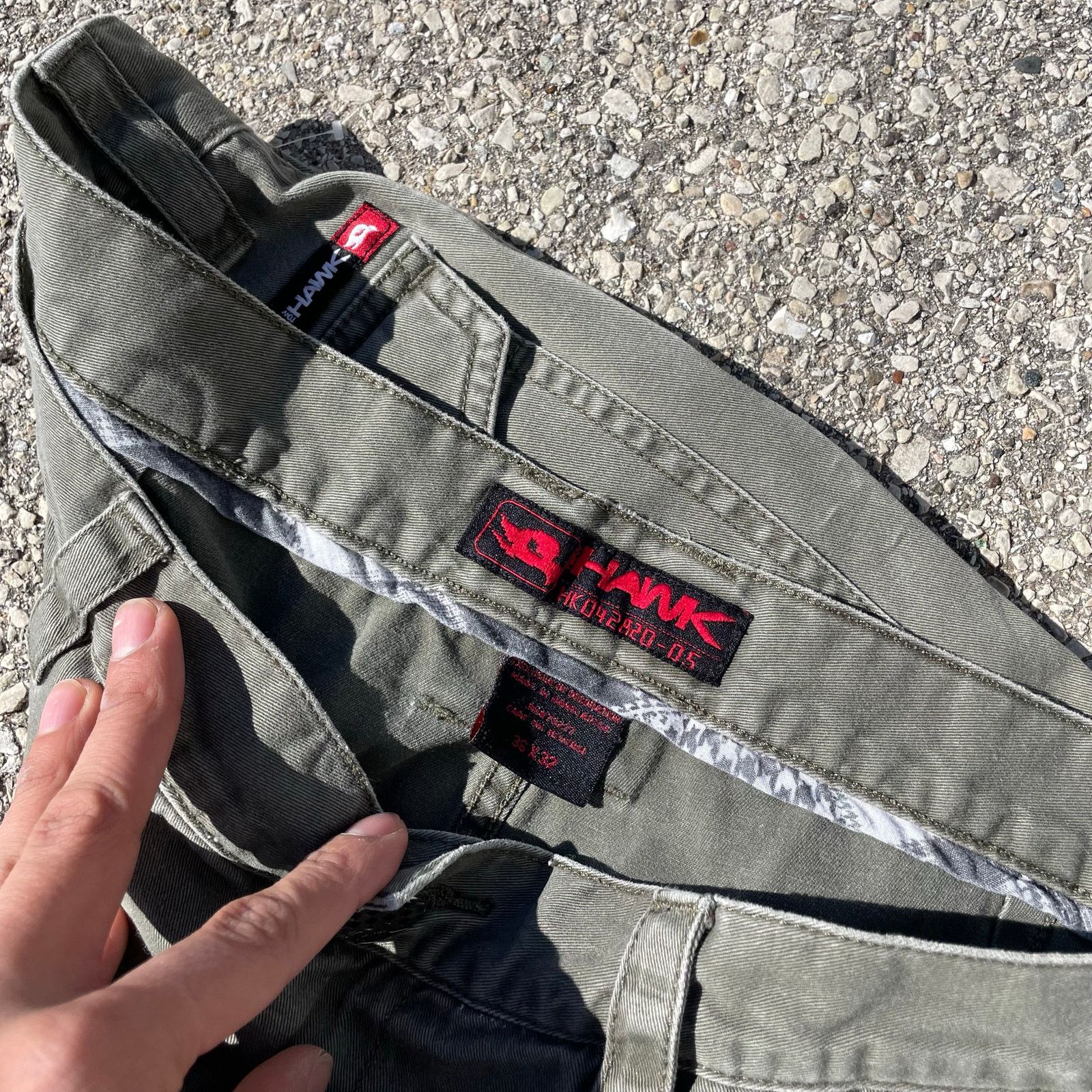 Hawk Hawk Cargo Pants Baggy Skate Utility Green Y2K Style 36x32 Size US 36 / EU 52 - 4 Thumbnail