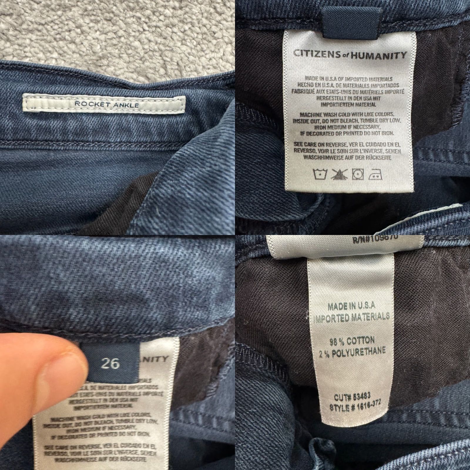 Citizens Of Humanity Citizens Of Humanity Rocket Ankle Skinny Denim Jeans Womens 26 Blue Dark Wash Size 26" / US 2 / IT 38 - 8 Thumbnail