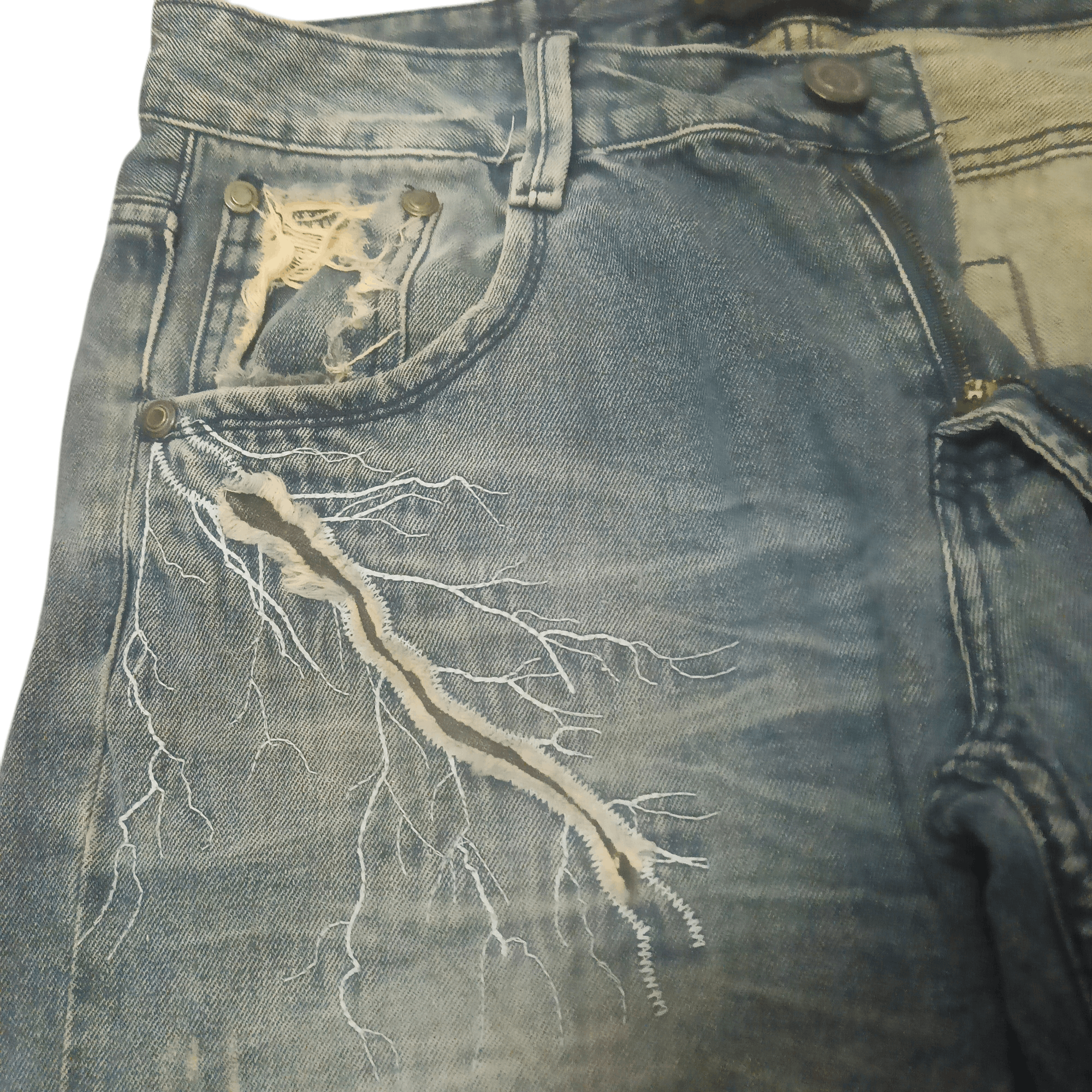 If Six Was Nine Vtg Dowkedow japanese flare jeans Rare Lighting Bolt Design Size US 32 / EU 48 - 8 Thumbnail