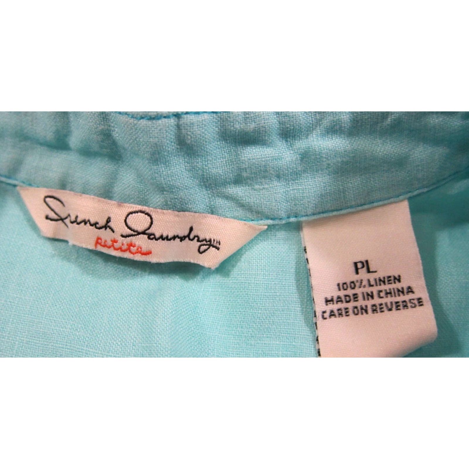 Vintage French Laundry Petite 100% Linen Blue Tie Dye 3/4 Sleeve Blouse Shirt Top PL Women Size L / US 10 / IT 46 - 3 Thumbnail