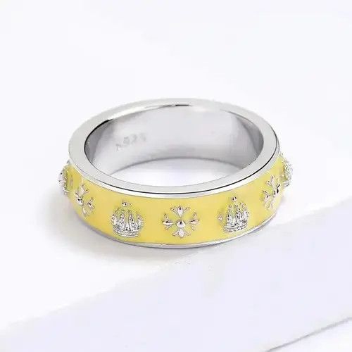 Japanese Brand × Jewelry × Vintage Creative Handmade Yellow Enamel Heart Ring Size ONE SIZE - 2 Thumbnail