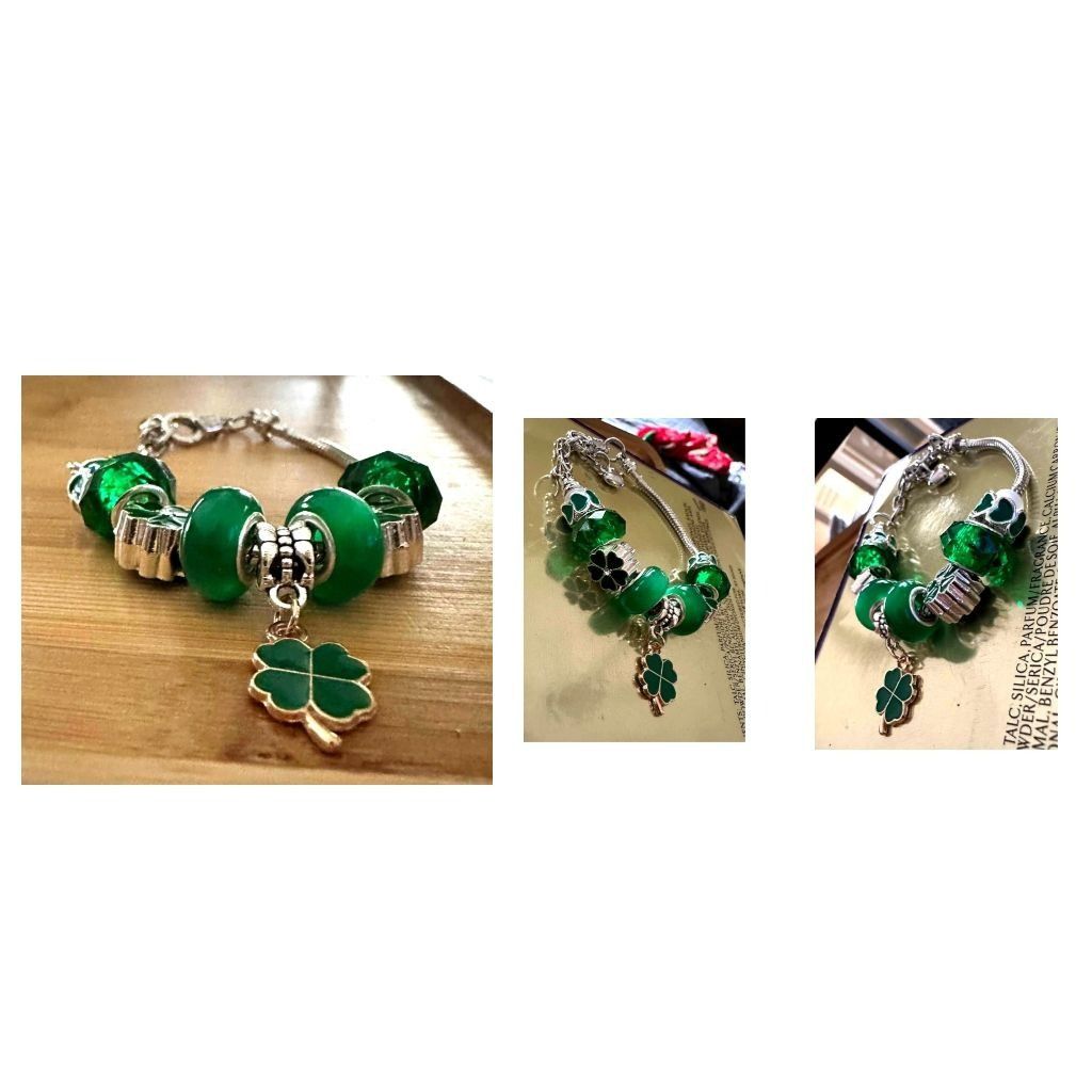 Handmade St Patricks Day Four Leaf Clover Bracelet New Beaded Charms Size ONE SIZE - 6 Thumbnail