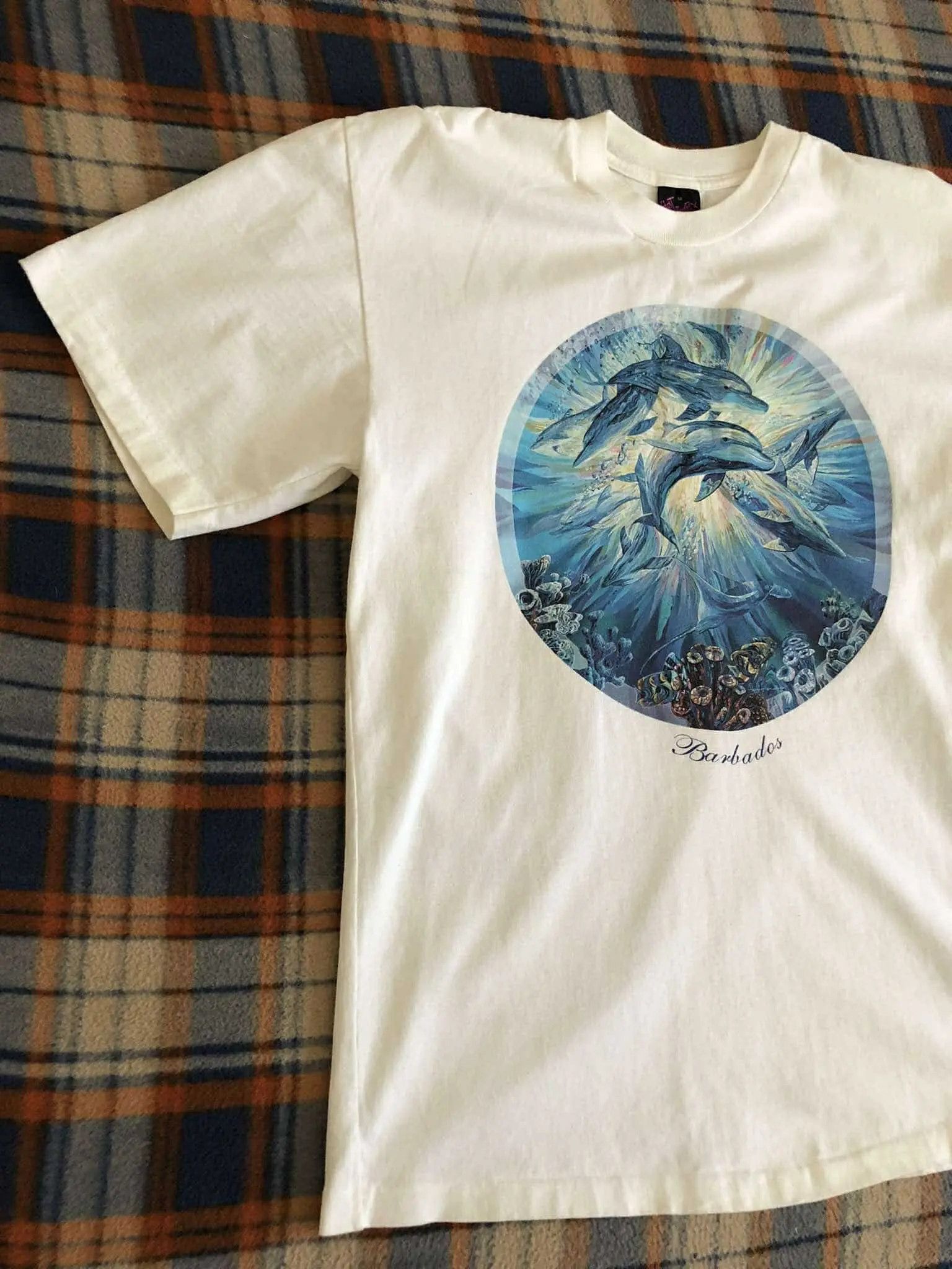Caribbean × Ocean Pacific × Vintage 90s Barbados Dolphins print T-shirt, M Size US M / EU 48-50 / 2 - 2 Thumbnail