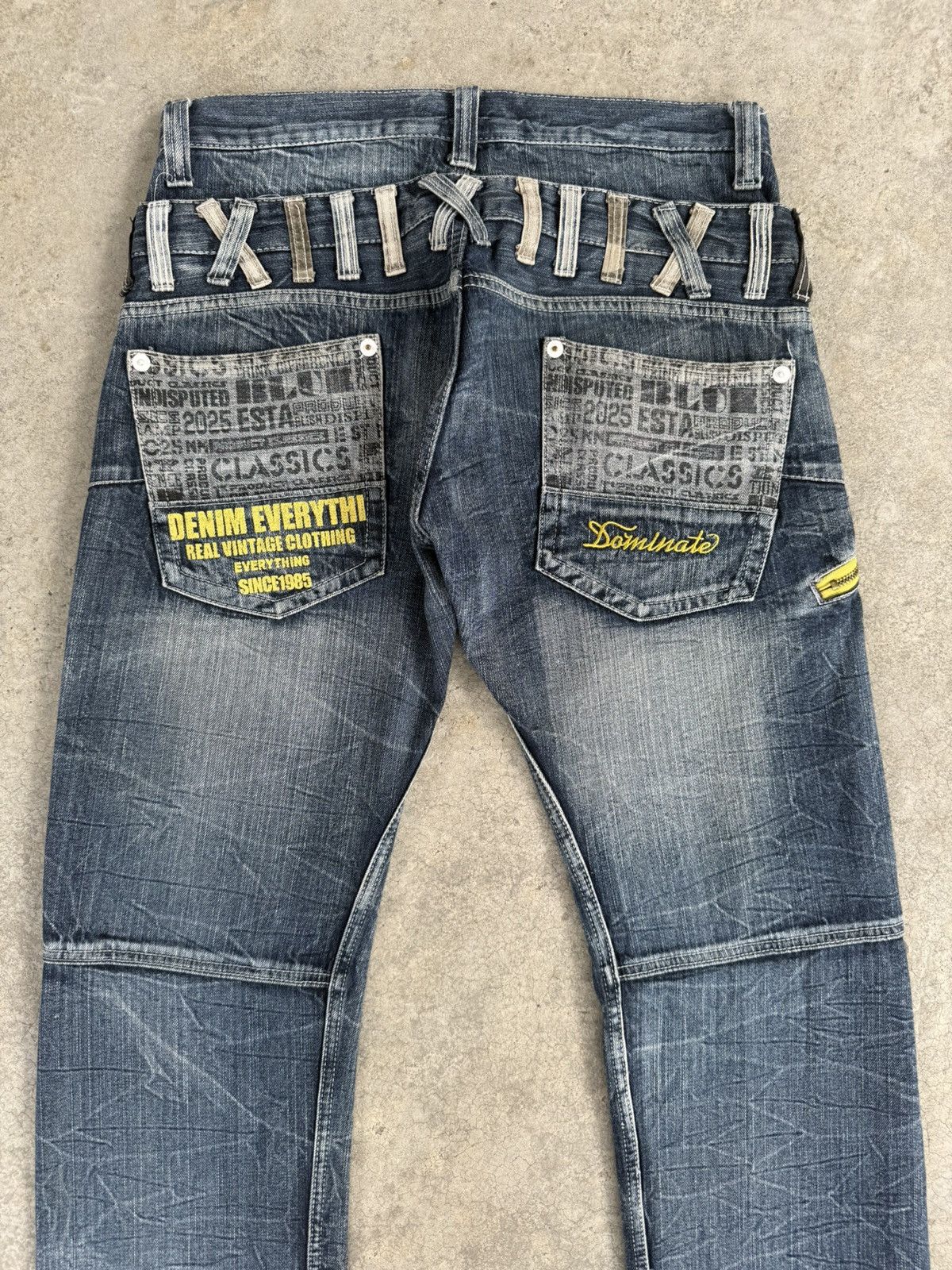 Japanese Brand Japanese Double Waist Dominate Embroidered Distressed Jeans Size US 33 - 8 Thumbnail