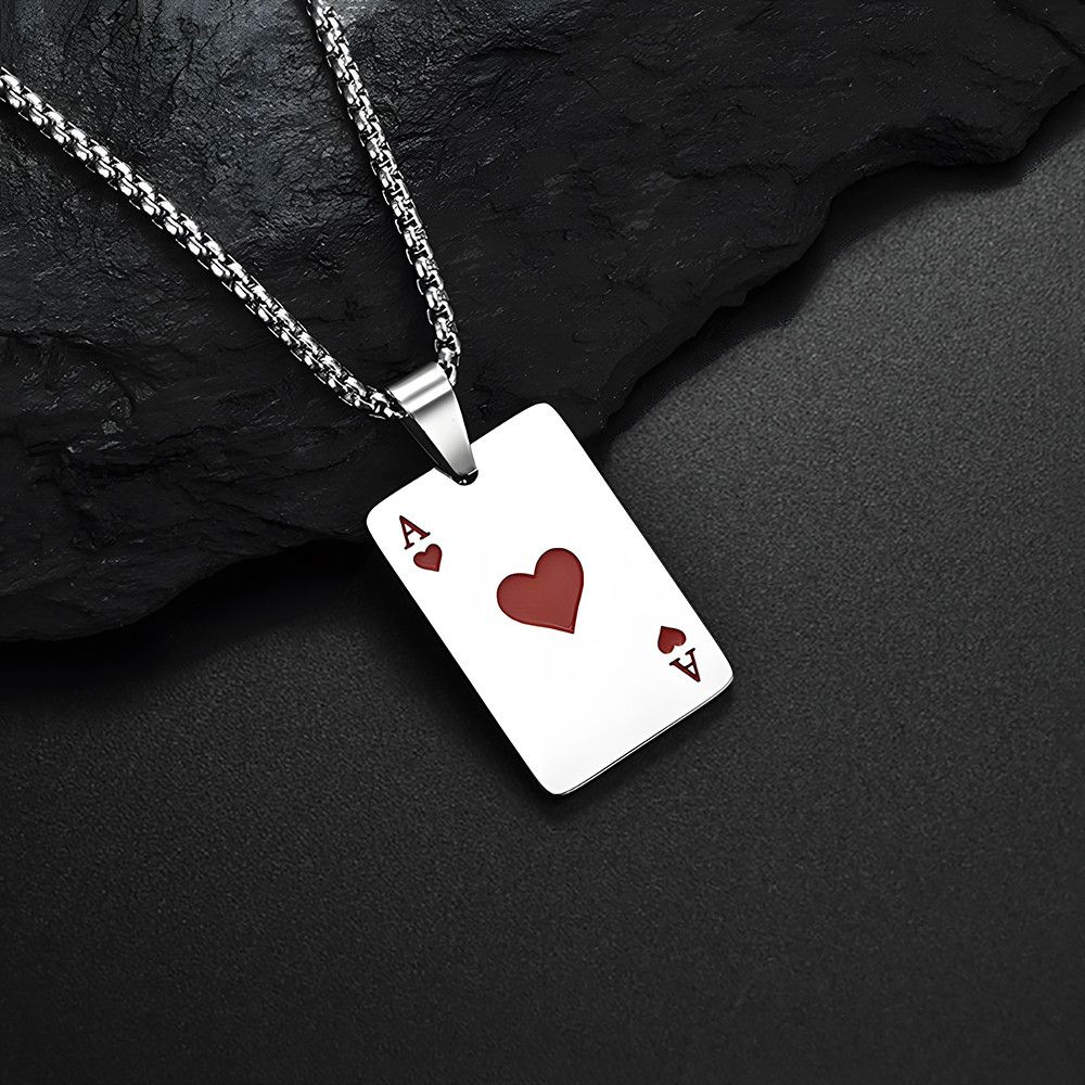 Vintage Stainless Steel Poker Card Ace of Hearts Necklaces Size ONE SIZE - 1 Thumbnail