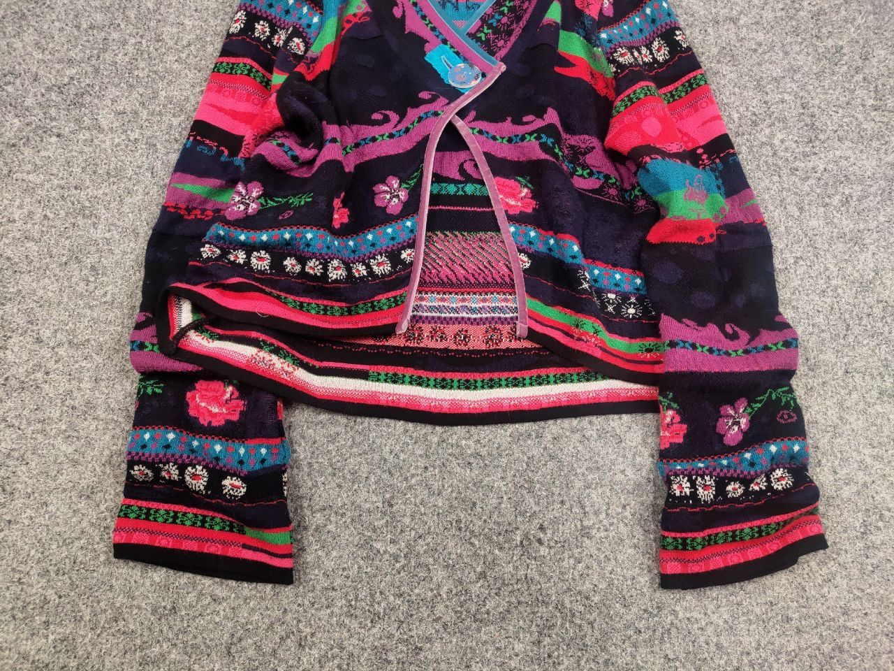 Designer Oliver Philips Floral pattern Merino wool Cropped Cardigan Size S / US 4 / IT 40 - 9 Thumbnail