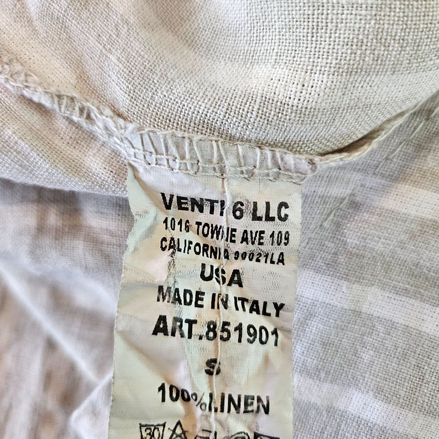 Vintage Venti6 Womens Linen Top Striped Beige White Oversized Long Sleeve Blouse S Small Collared Shirt Womens Size S / US 4 / IT 40 - 4 Thumbnail