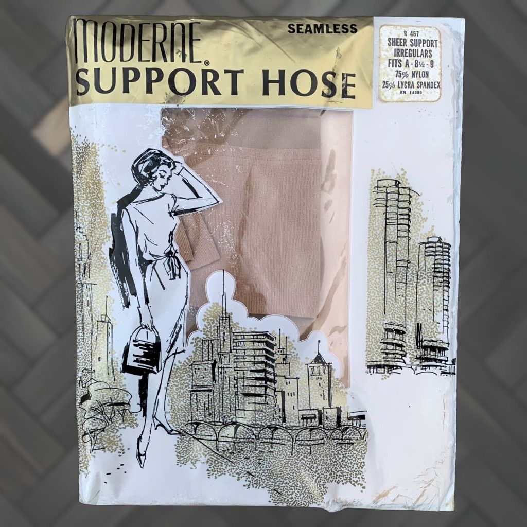 Vintage VINTAGE Bear Brand Hosiery Co seamless Moderne support hose sheer support nylons Size ONE SIZE - 1 Thumbnail