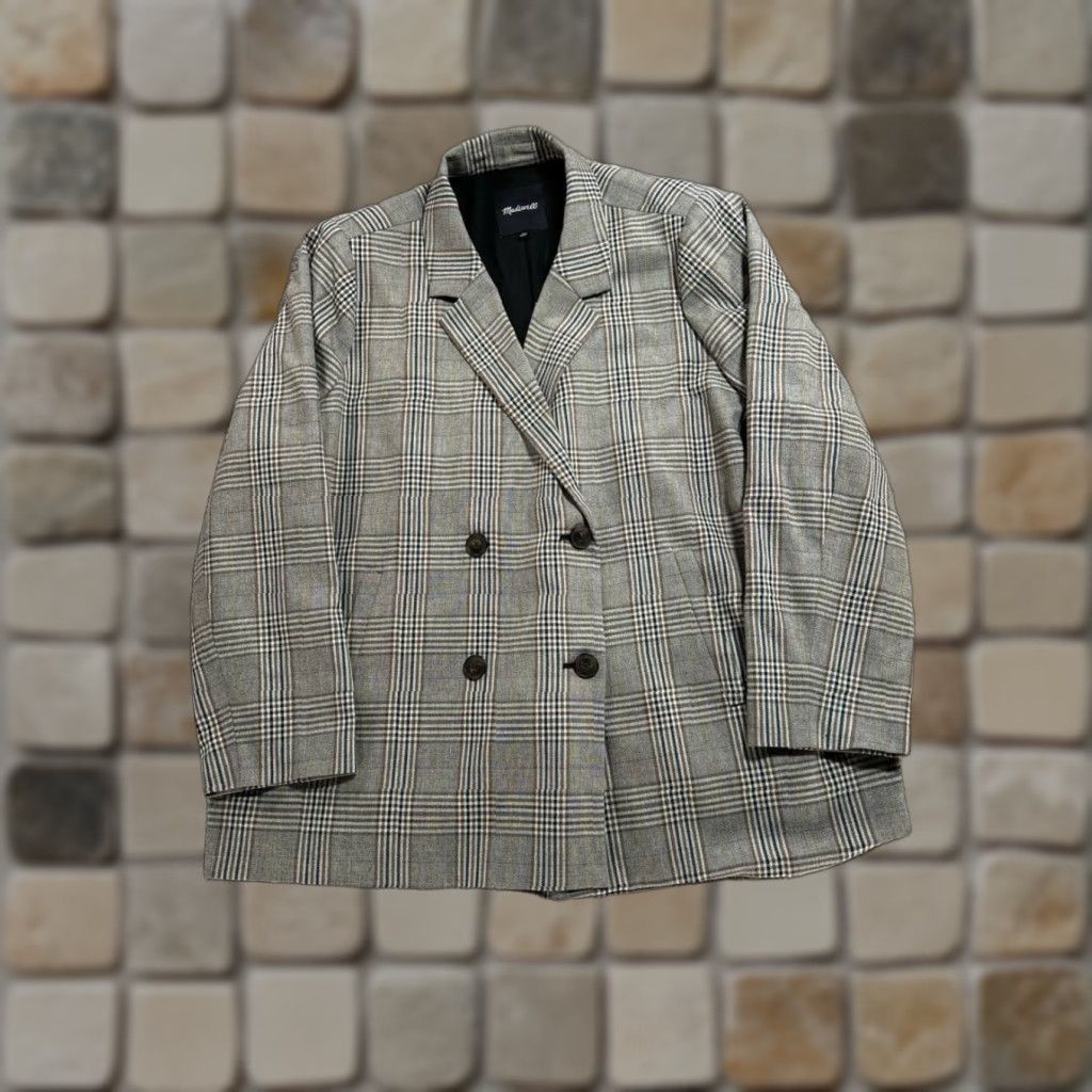 Madewell Madewell Caldwell Double Breasted Blazer 3X Gray Plaid Oversized Womens Size XXL / US 16-18 / IT 52-54 - 1 Thumbnail
