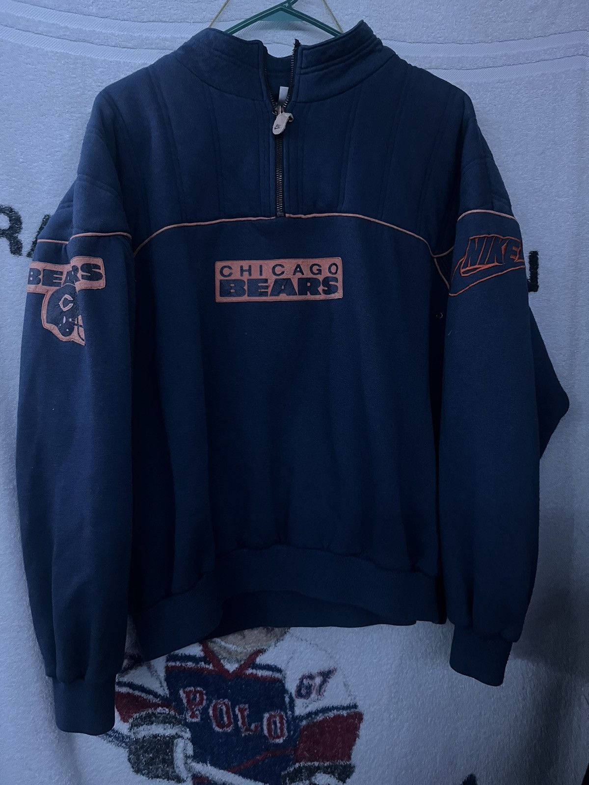 image of Nfl x Nike Vintage 80’S Nike Chicago Bears Quarter Zip in Navy, Men's (Size XL)