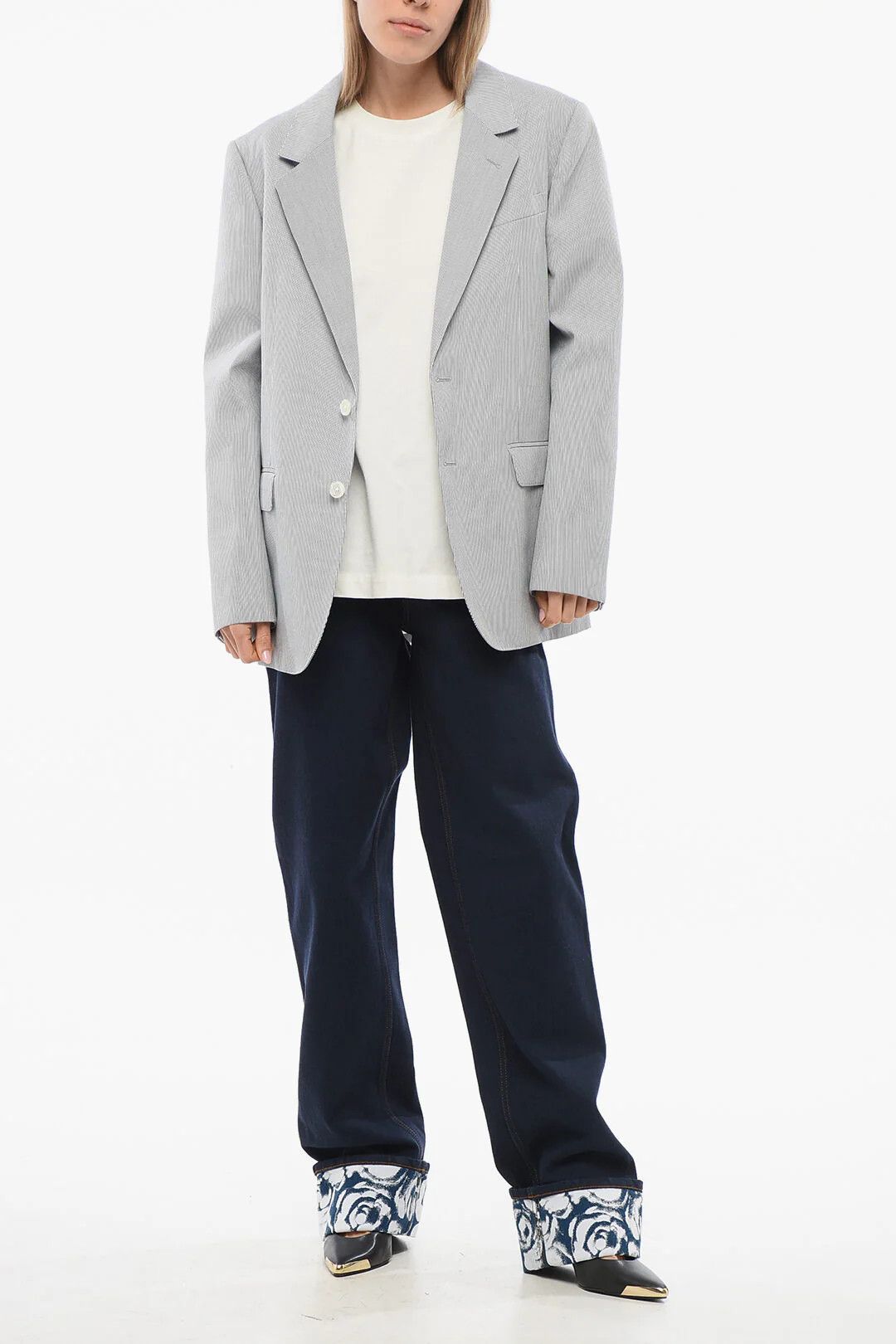 Celine og1mm0326 Pinstriped Blazer in Grey Size M / US 6-8 / IT 42-44 - 4 Thumbnail