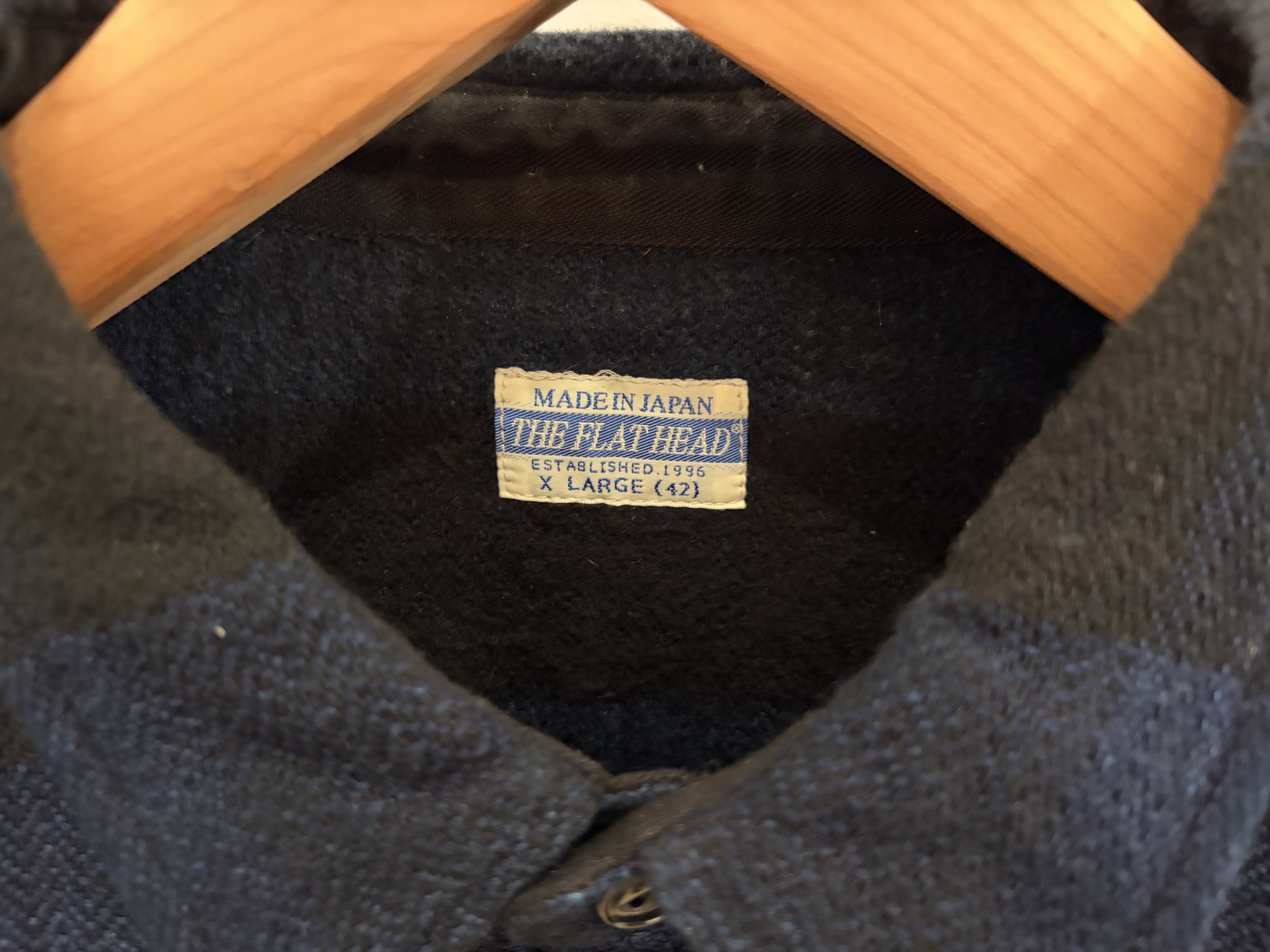 The Flat Head FN-SNR-101LSP - Block Check Flannel Shirt - Indigo Size US XL / EU 56 / 4 - 3 Thumbnail