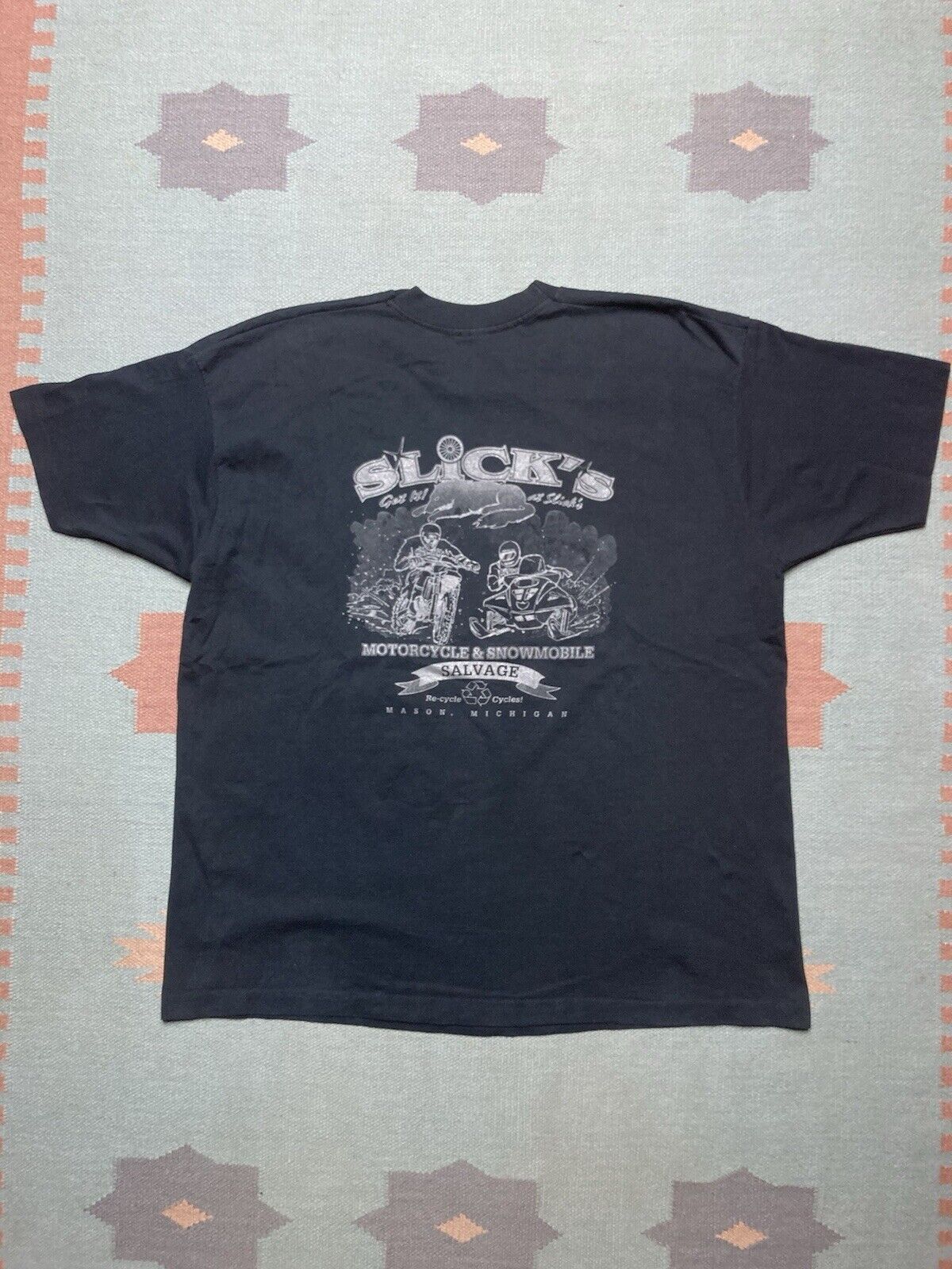 Fruit Of The Loom × Vintage 90s t shirt slicks motorcycle snowmobile salvag Michigan XXL Size US XXL / EU 58 / 5 - 1 Thumbnail