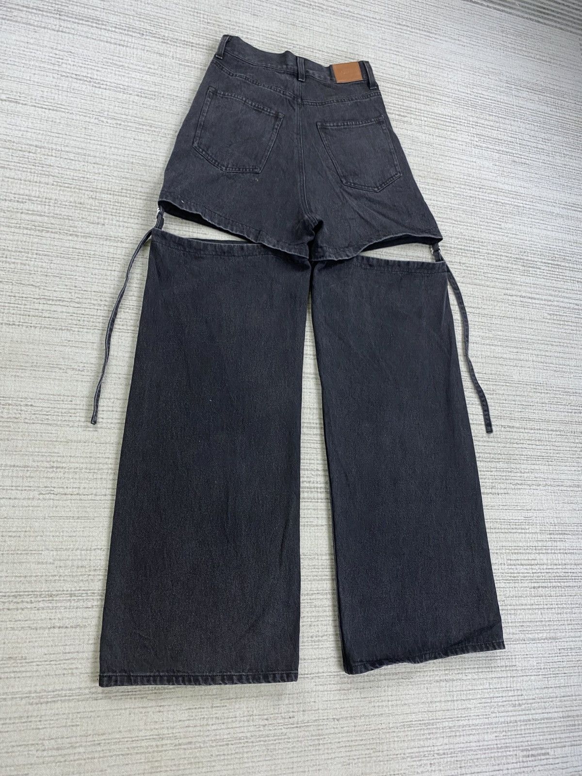 If Six Was Nine Vintage Chiko Detachable Wide-Leg Black Punk Denim Jeans Size 25" / US 0 / IT 36 - 5 Thumbnail