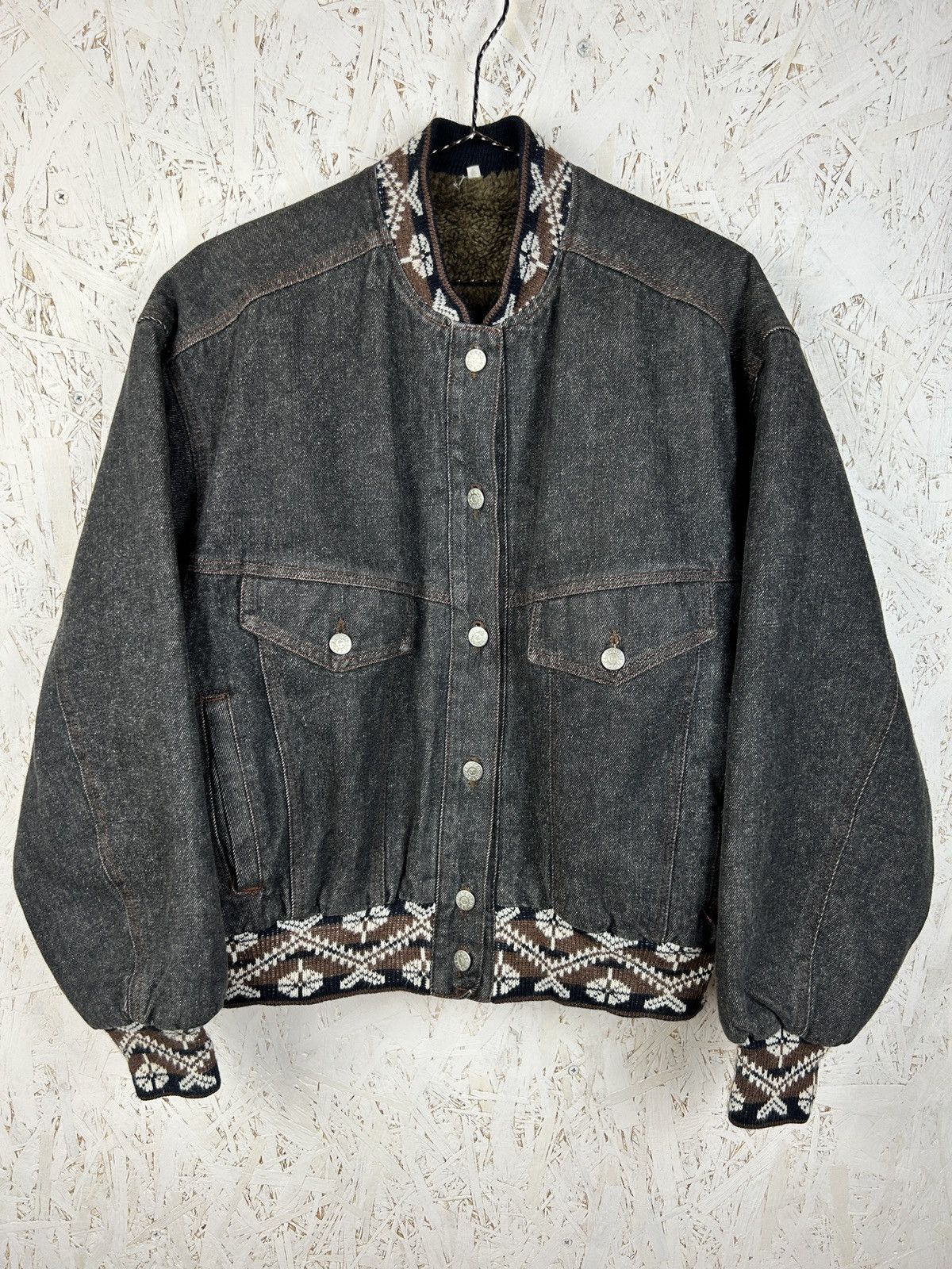 Kenzo 90s Vintage Kenzo Sherpa Denim Aztec Woolen Jacket Size M / US 6-8 / IT 42-44 - 1 Thumbnail