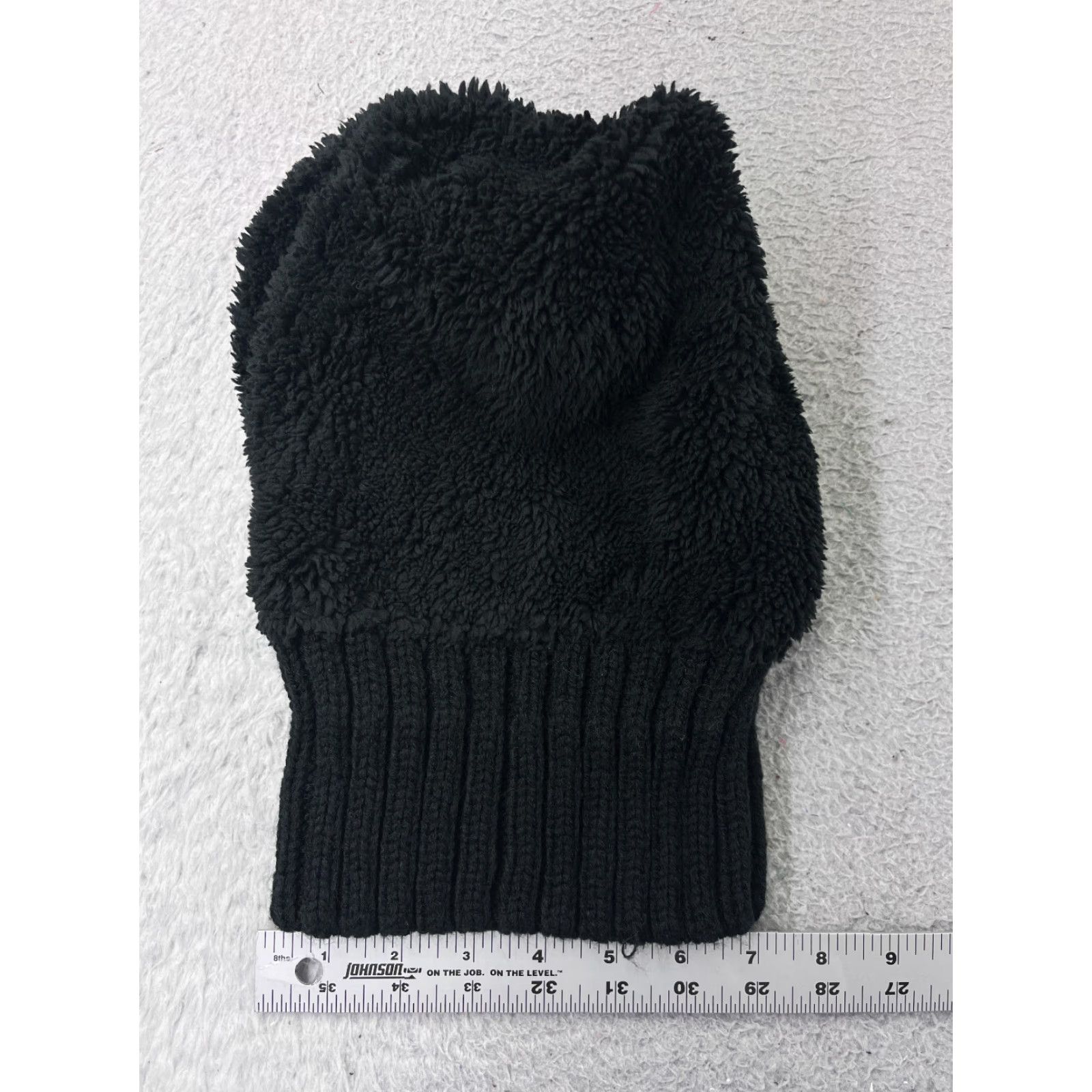 Vintage Womens Beanie Toque One Size Black Ribbed Knit Lined Acrylic Faux Fur Pom Size ONE SIZE - 4 Thumbnail