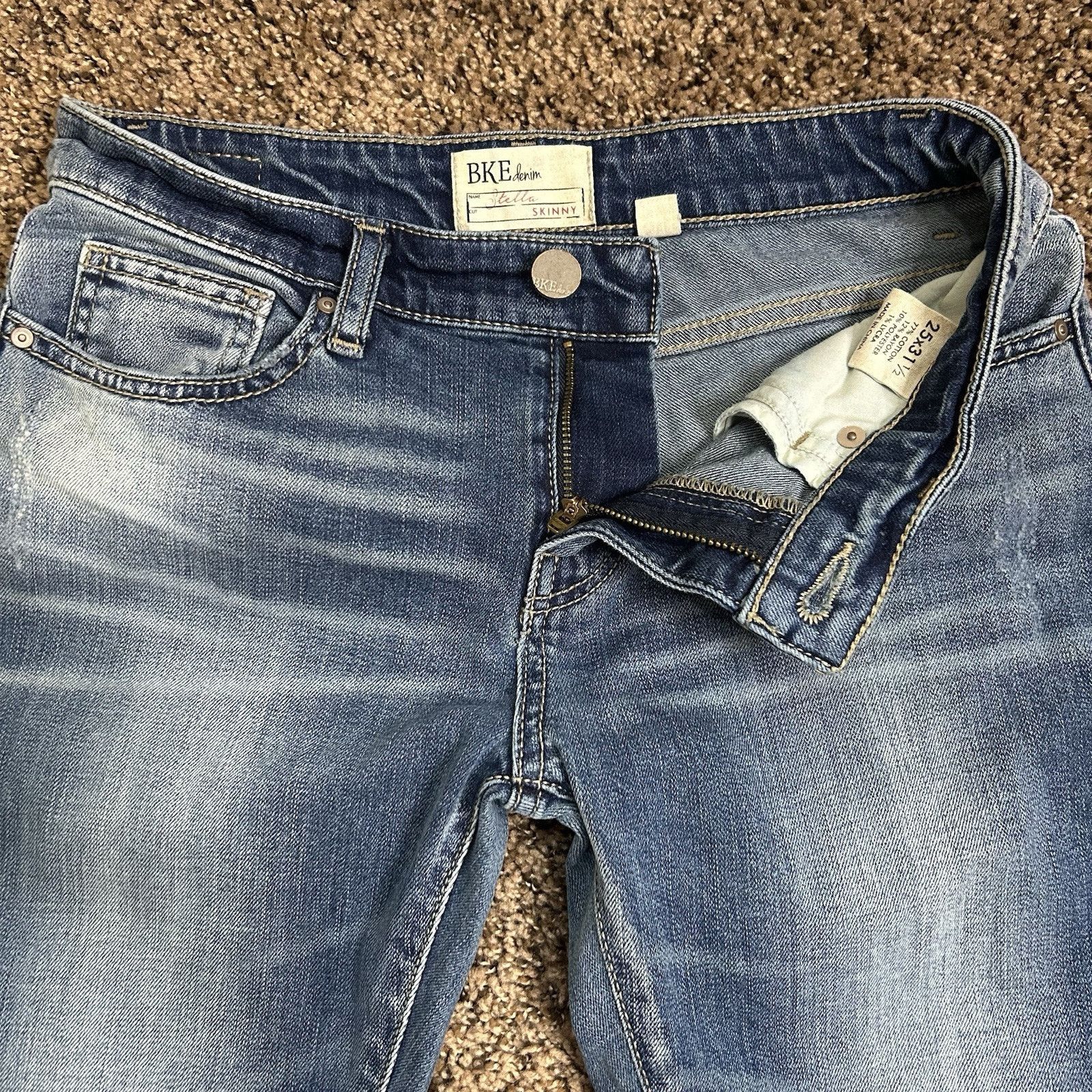 BKE BKE Stella Skinny Womens Size 25R Medium Wash Denim Low Rise Size 25" / US 0 / IT 36 - 3 Thumbnail