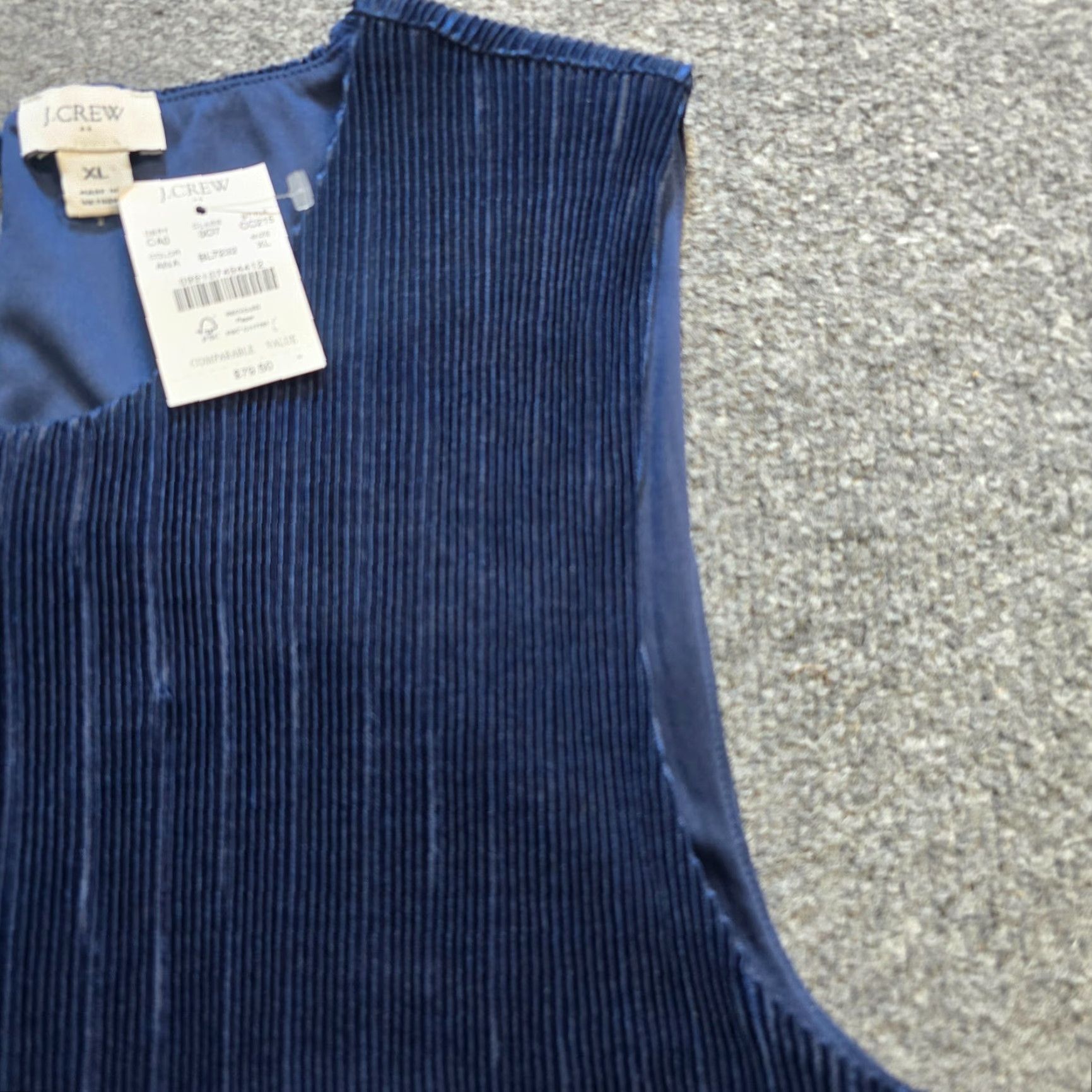 J.Crew J.CREW Blouse Shirt Womens XL Blue Pleated Sleeveless Round Neck Stretch Luxe Classic Minimal Vintage: No (Note: N/A) Size XL / US 12-14 / IT 48-50 - 4 Thumbnail