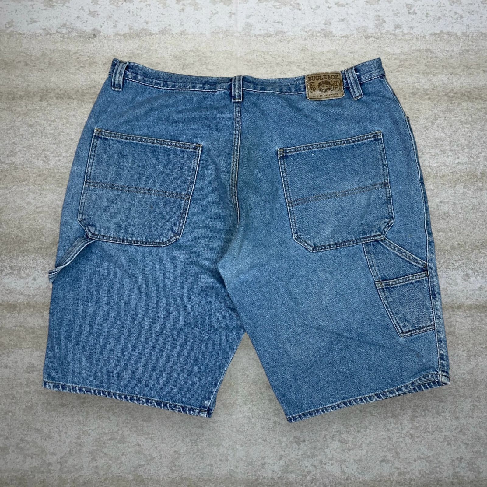 Bugle Boy Vintage 90s Bugle Boy Carpenter Jean Shorts 42x13 Light Wash Size US 42 / EU 58 - 1 Thumbnail