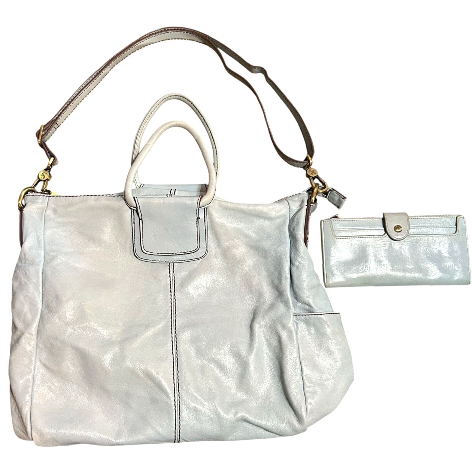 Vintage VINTAGE Hobo Sheila Large SatchelCrossbody Blue Leather Bag Purse W/Wallet Women's Read Size ONE SIZE - 2 Thumbnail