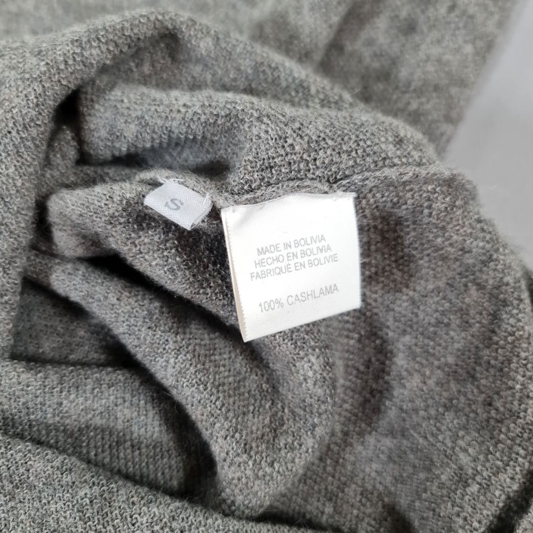 Vintage Aiayu Womens Dress Grey Small 100% Cashlama Short Knit Jumper Dress V-Neck Long Sleeve Pullover Casual Regular Womens Size 28" / US 6 / IT 42 - 7 Thumbnail