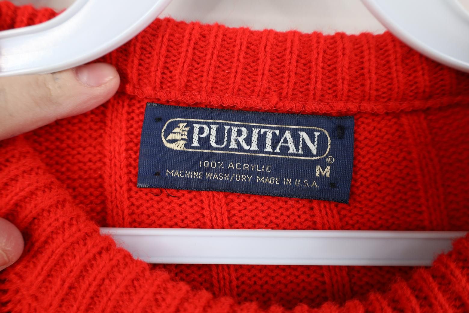 Vintage Vintage 70s Streetwear Cable Knit Crewneck Sweater Red USA Size US M / EU 48-50 / 2 - 5 Thumbnail