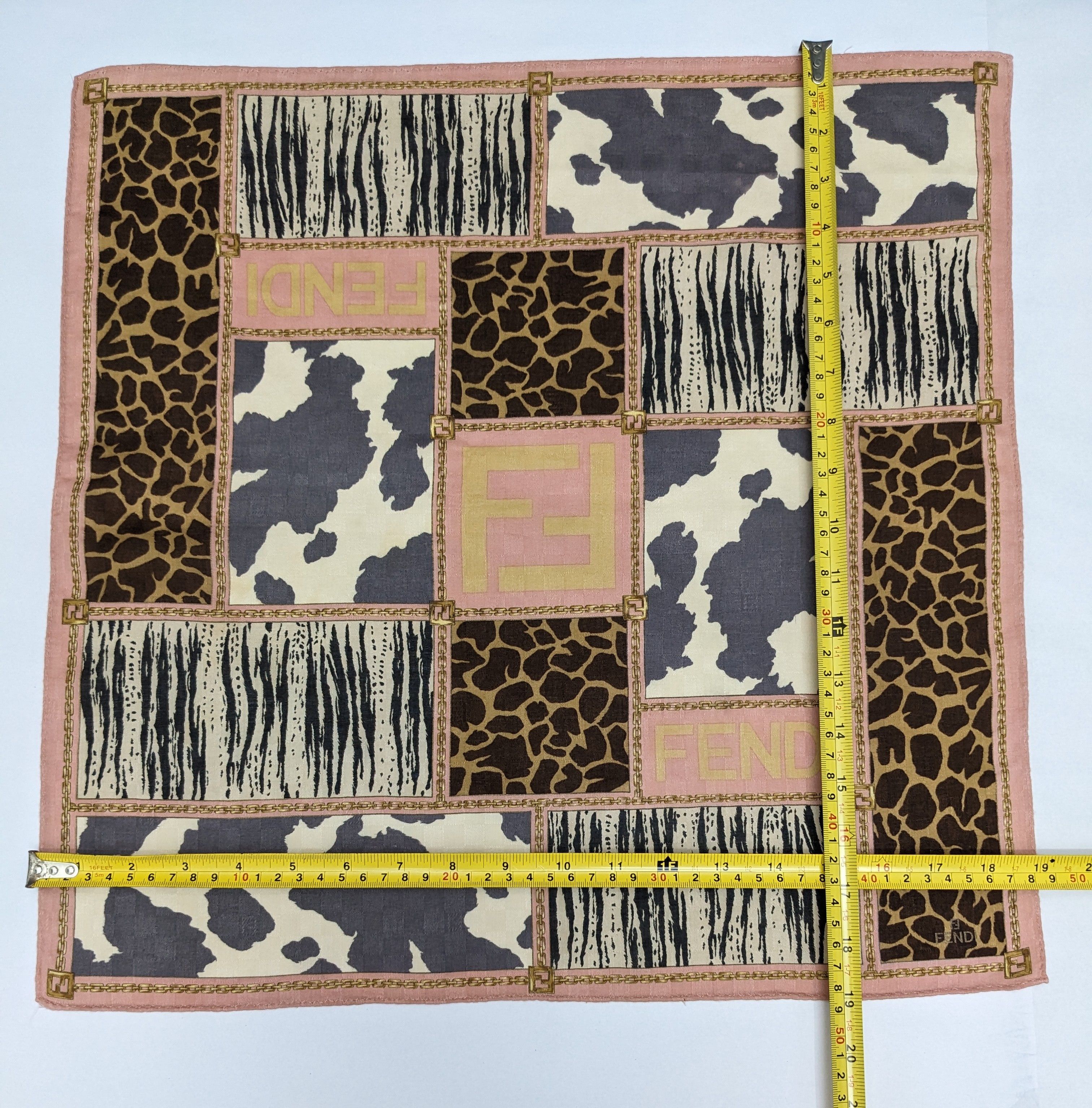 Fendi Fendi Silk Patchwork Animal Leopard Zebra Cow Gold Chain Size ONE SIZE - 4 Thumbnail