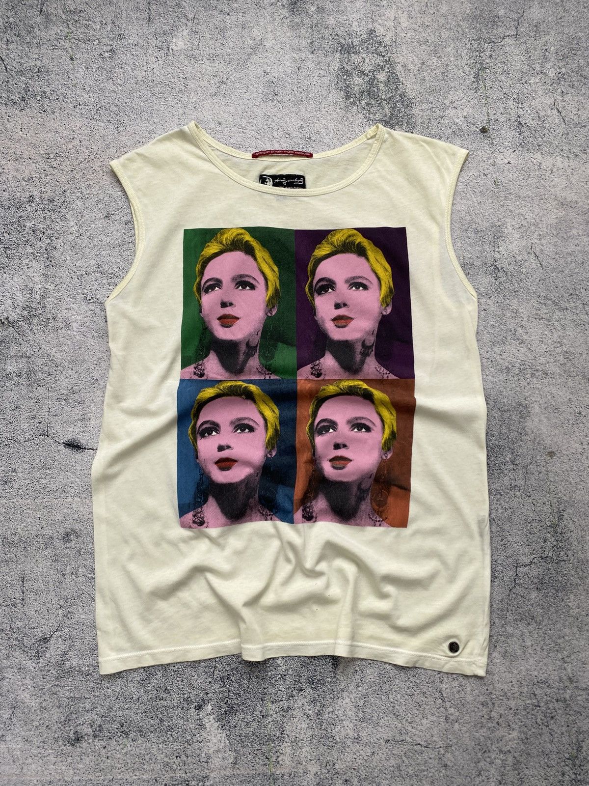 Rare Andy Warhol By Pepe Jeans London Big Face Logo Tank Top