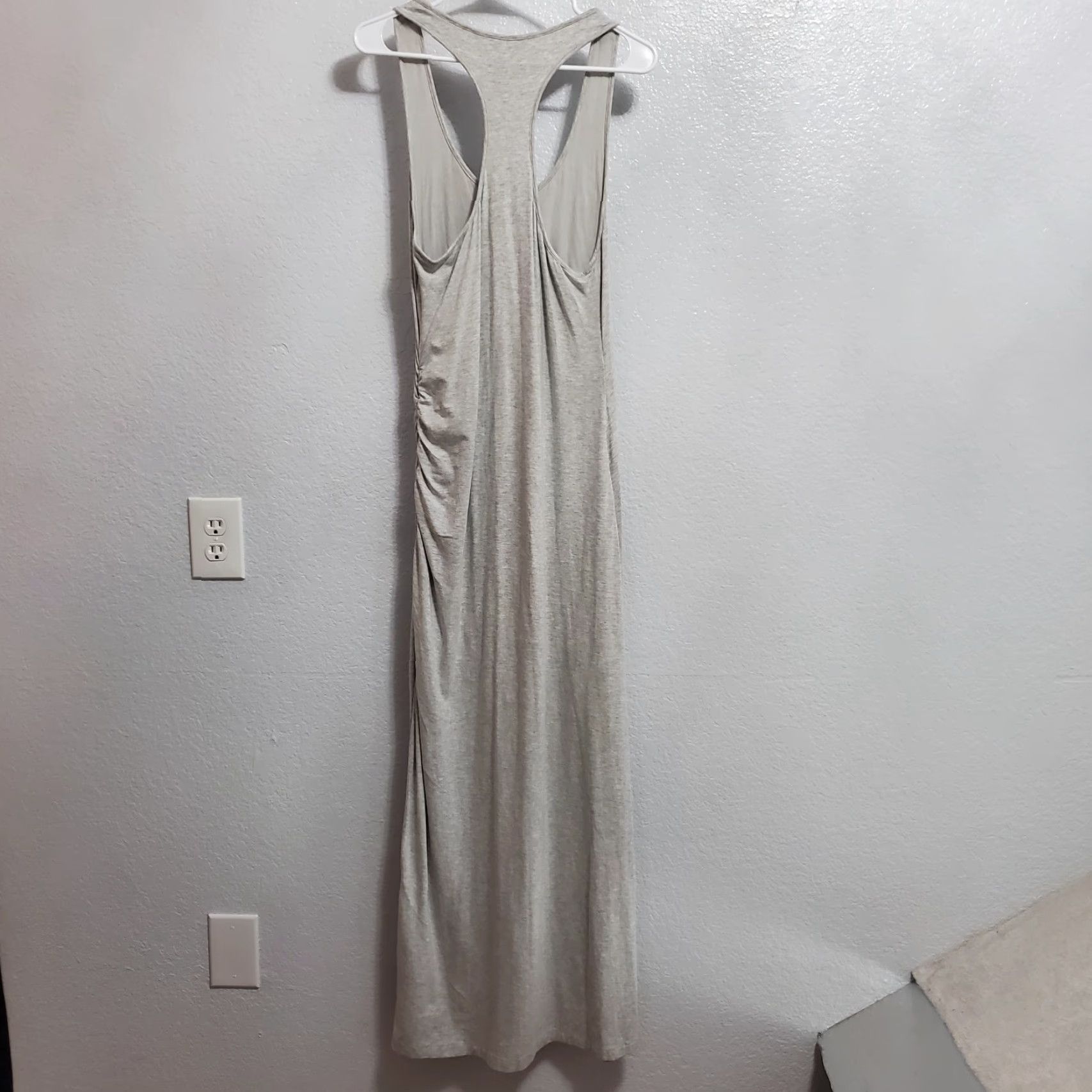 Athleta VINTAGE Athleta Maxi Dress Women MP Gray Racerback Tank Ruched Side Slit Stretch Beachy Size M / US 6-8 / IT 42-44 - 2 Thumbnail