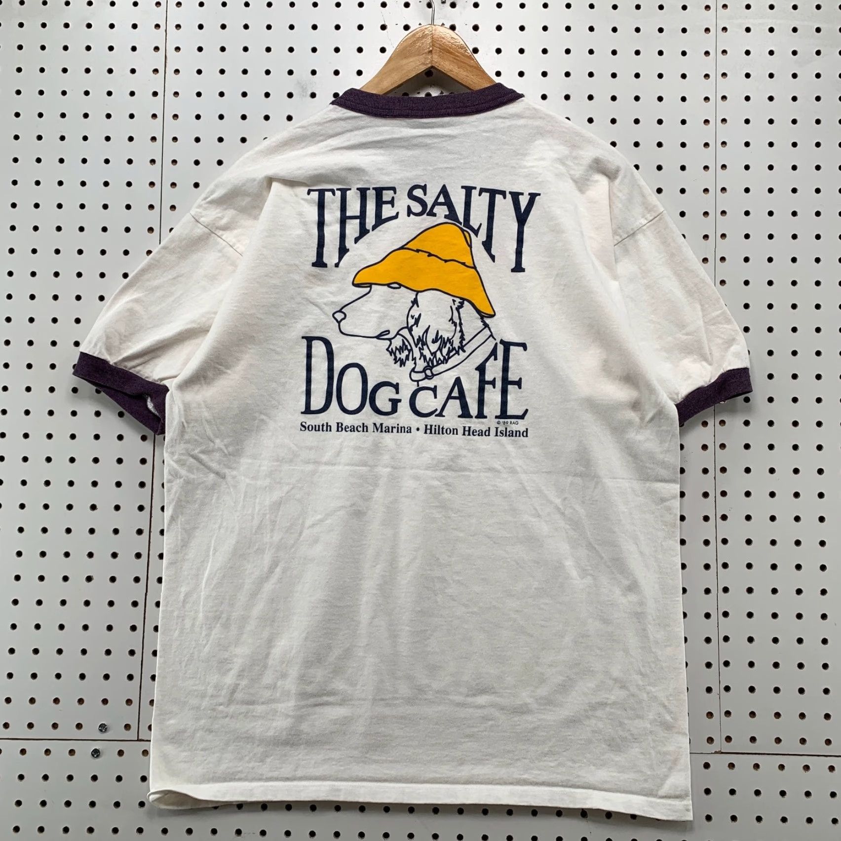 Soffe VINTAGE Salty Dog Cafe Shirt mens L White 80s Ringer Hilton Head 1987 Ringer Soffe Shirt Mens White 80s USA Size US L / EU 52-54 / 3 - 2 Thumbnail