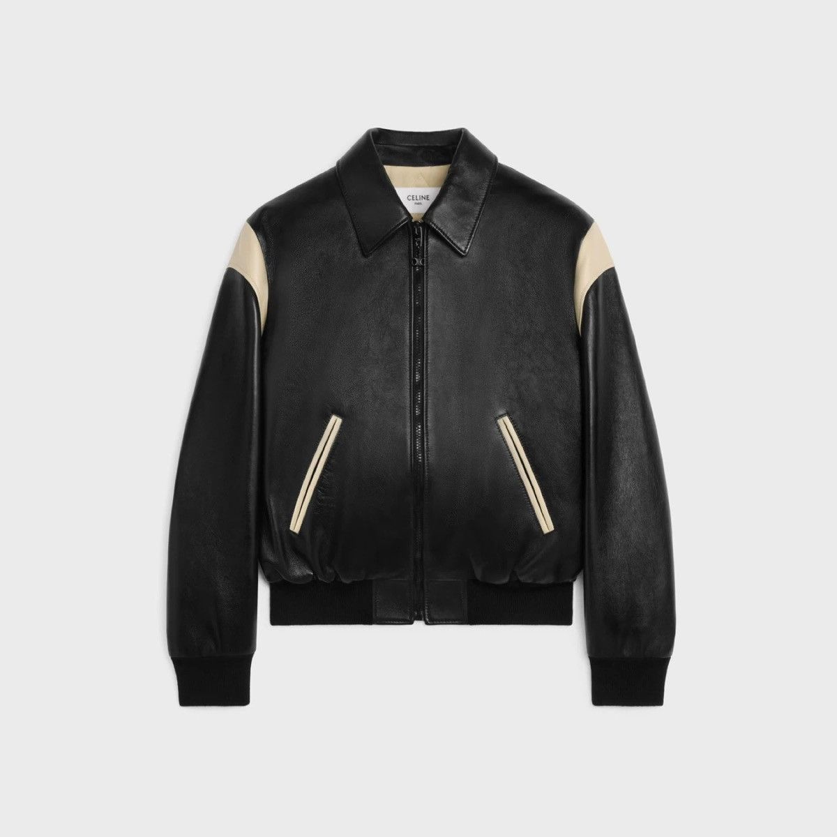 Celine 24FW soft lambskin leather teddy blouson jacket sz48