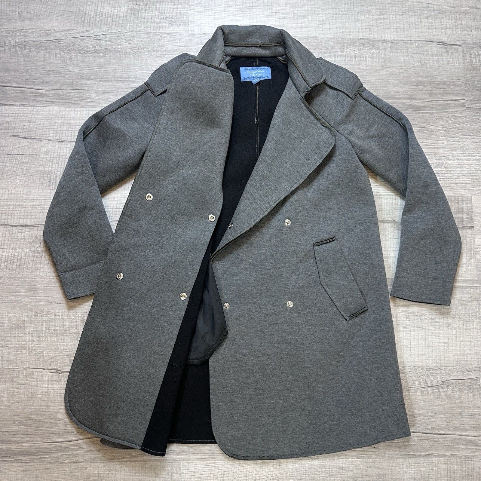 Vera Wang Simply Vera Wang Womens Double-Breasted Neoprene Suba Coat Size XS / US 0-2 / IT 36-38 - 7 Thumbnail