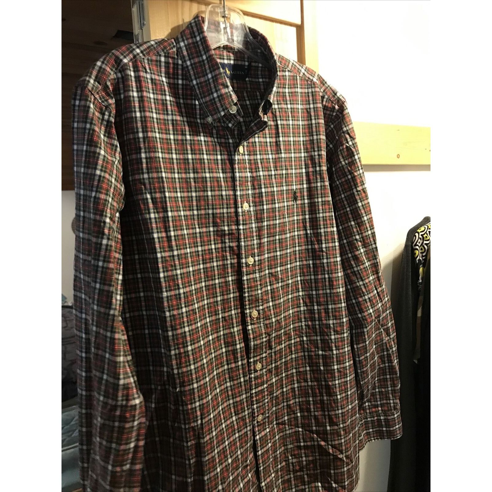 Ralph Lauren Ralph Lauren Men’s 16.5 42 Red Green Check LS Cotton Shirt Size US L / EU 52-54 / 3 - 5 Thumbnail