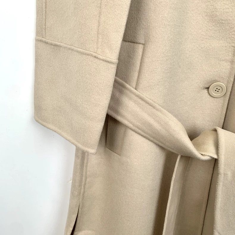 Max Mara Max Mara Studio Khaki Lapel Single-Breasted Belted Coat Size XXS / US 00 / IT 34 - 4 Thumbnail