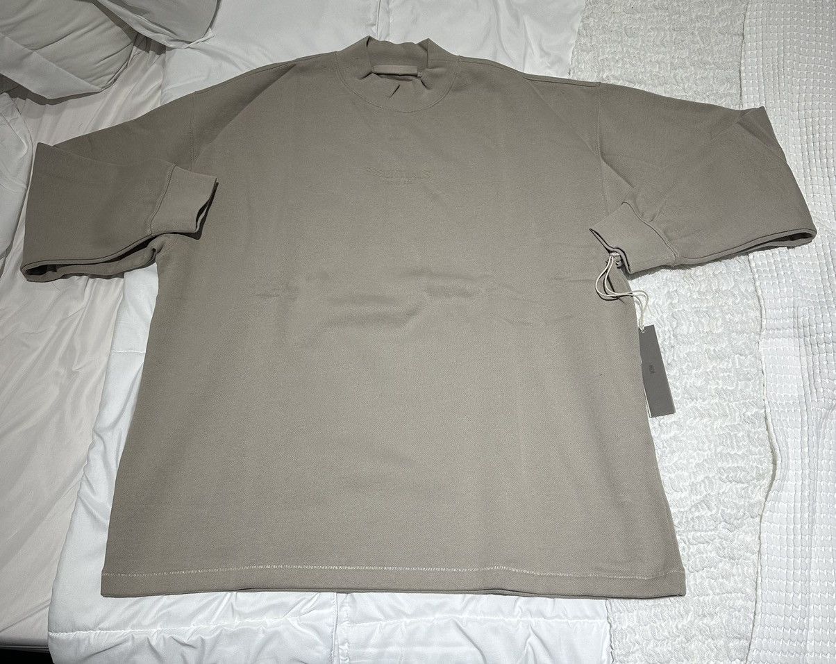 image of Essentials Fear Of God Stretch Limo Crewneck Smoke in Beige, Men's (Size Large)