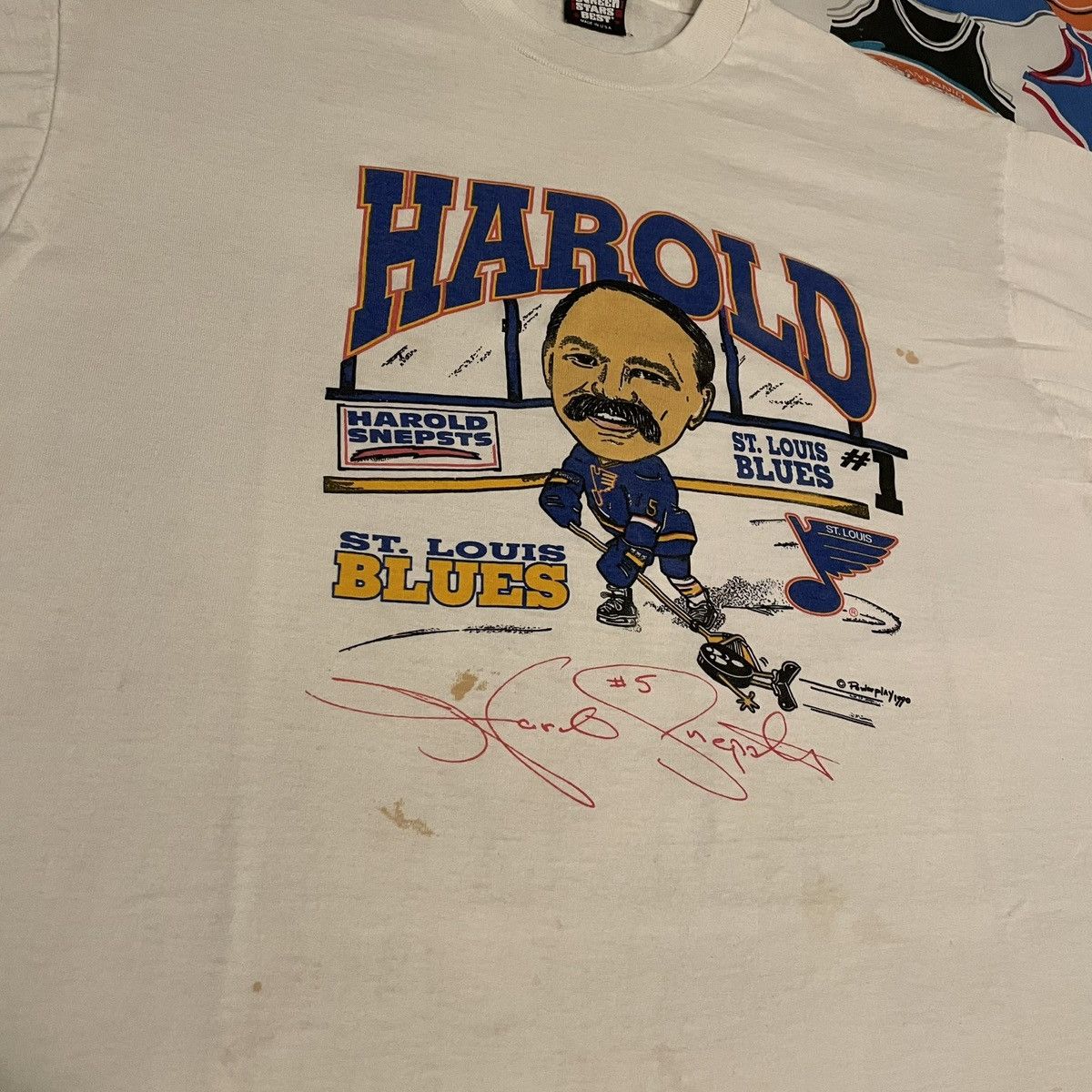 NHL × Vintage Vintage 1990 NHL Harold Snepsts St. Louis Blues Hockey Tee Size US XL / EU 56 / 4 - 3 Thumbnail