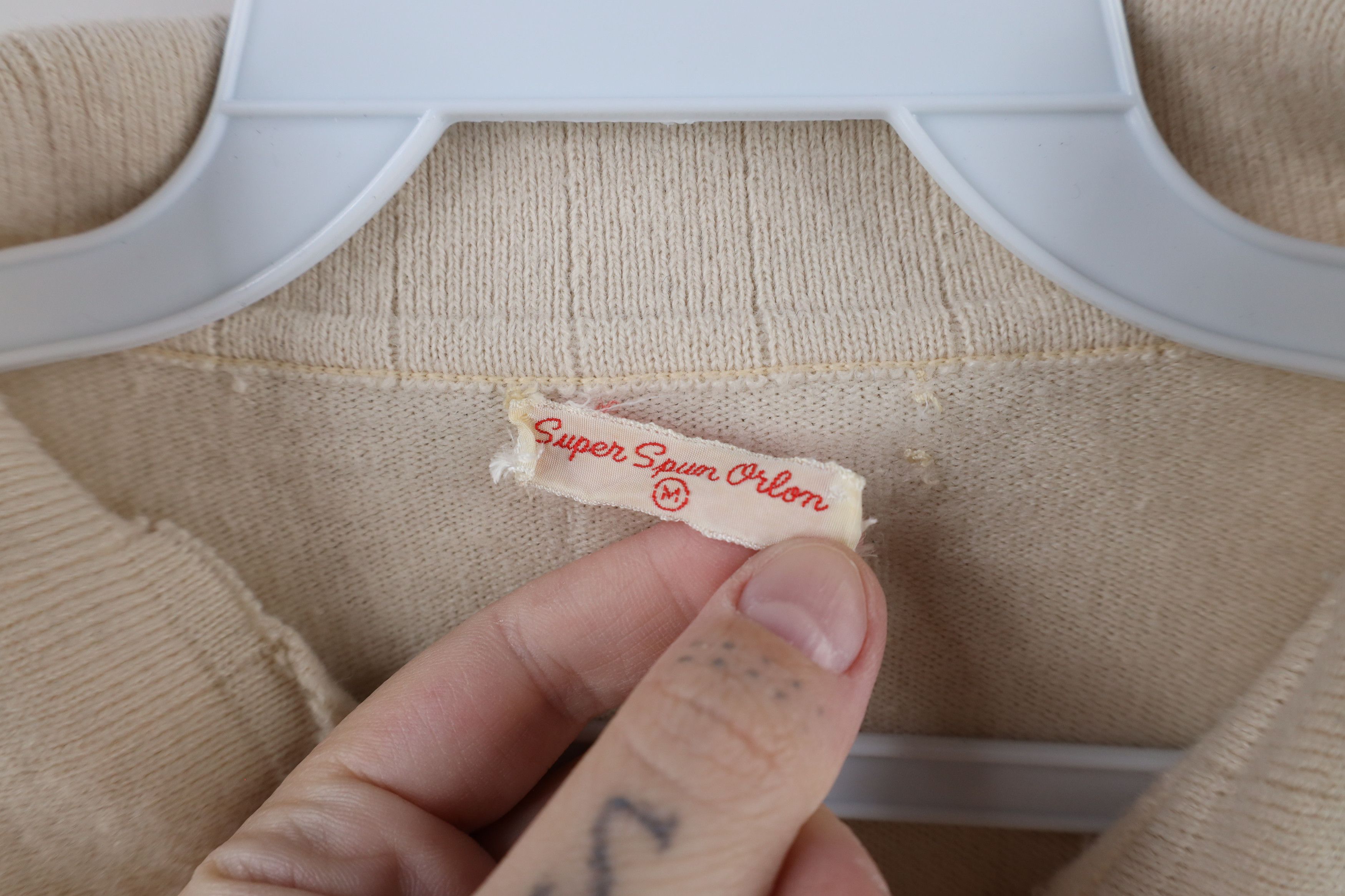 Vintage Vintage 50s 60s Streetwear Knit Collared Polo Sweater Beige Size US M / EU 48-50 / 2 - 5 Thumbnail