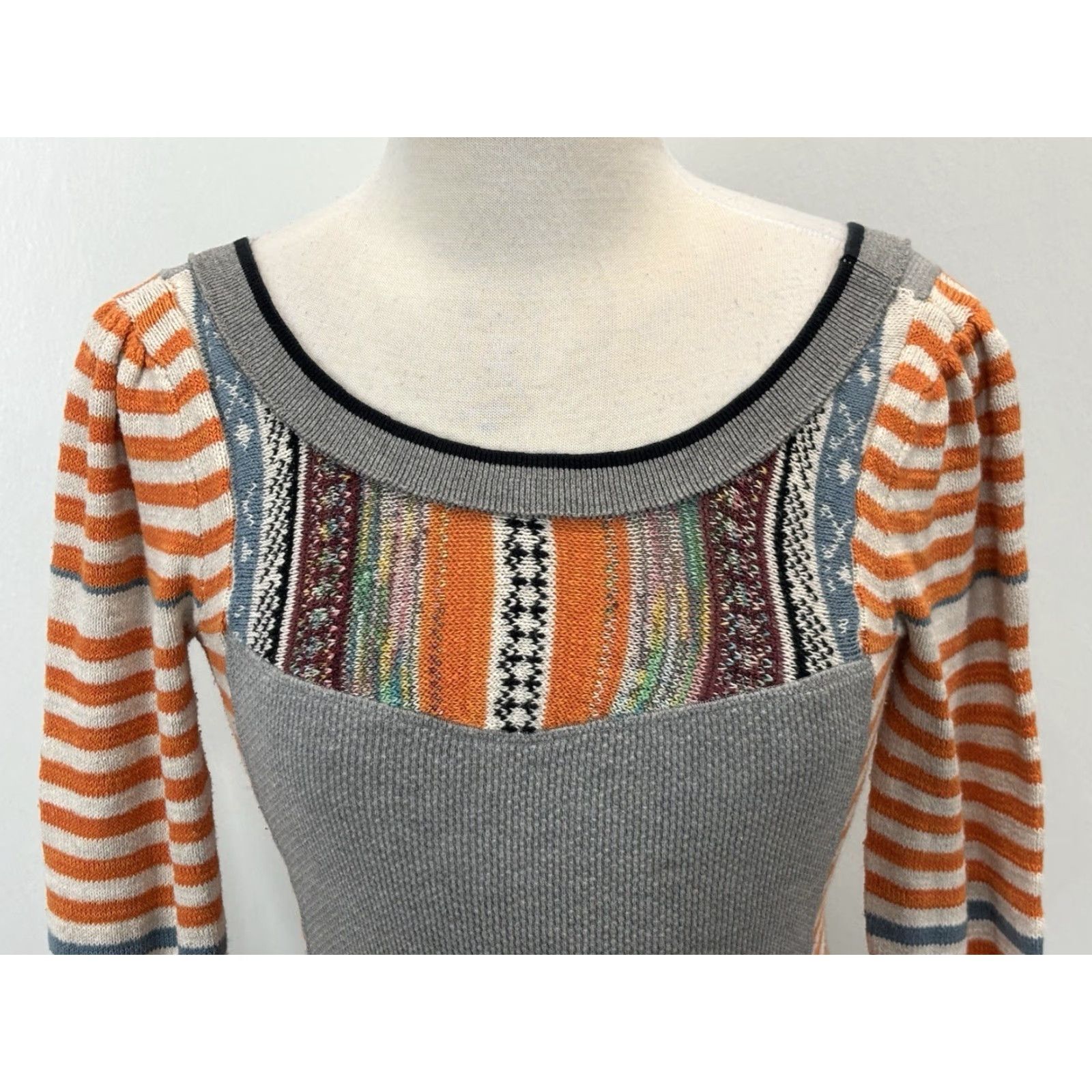 Free People Free People Top Women XS Orange Fair Isle Sweet Gal Thermal Sweater Relaxed Boho Size XS / US 0-2 / IT 36-38 - 5 Thumbnail