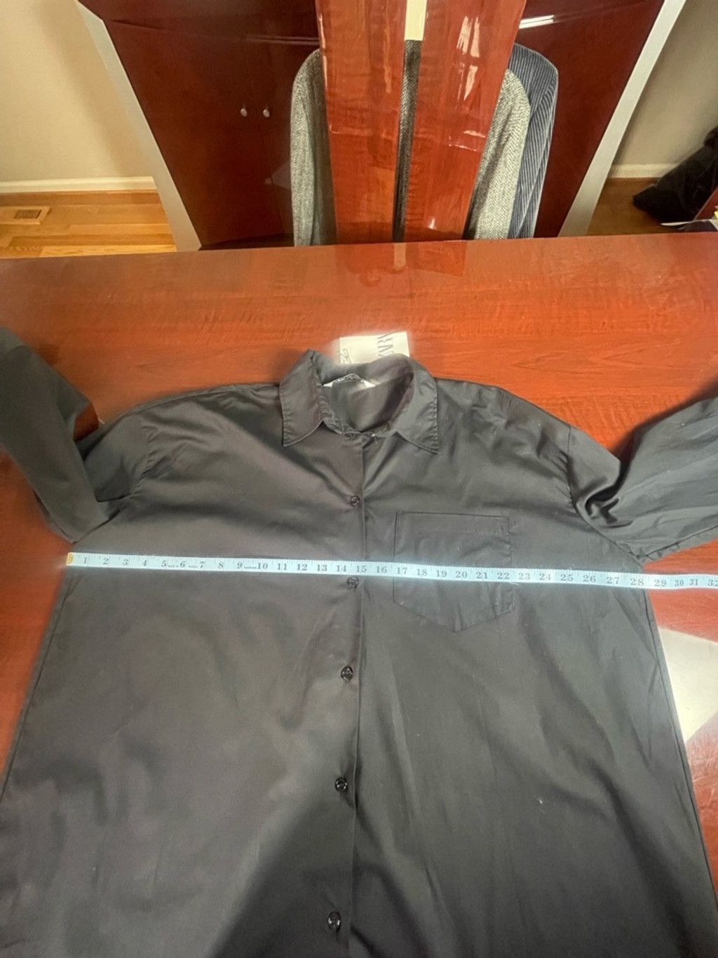 Zara ZARA Black Oversized Poplin Button Down Shirt L Batwing Slv Size L / US 10 / IT 46 - 7 Thumbnail