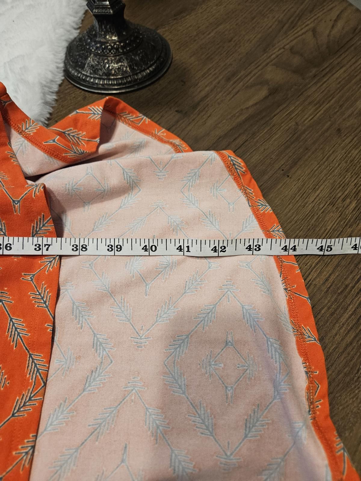 Designer LulaRoe Orange Print Hi-low Short Sleeve with Pocket #366 Size XXS / US 00 / IT 34 - 8 Thumbnail